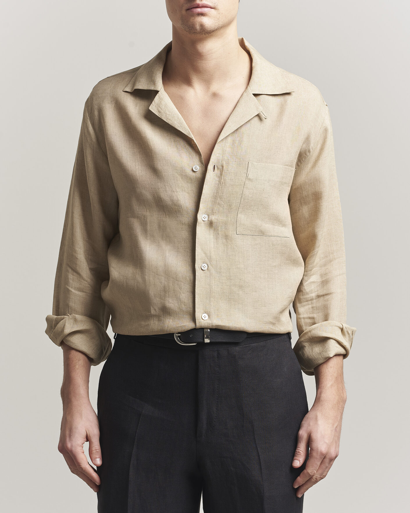 Men | Shirts | Lardini | Paul Linen Resort Shirt Beige