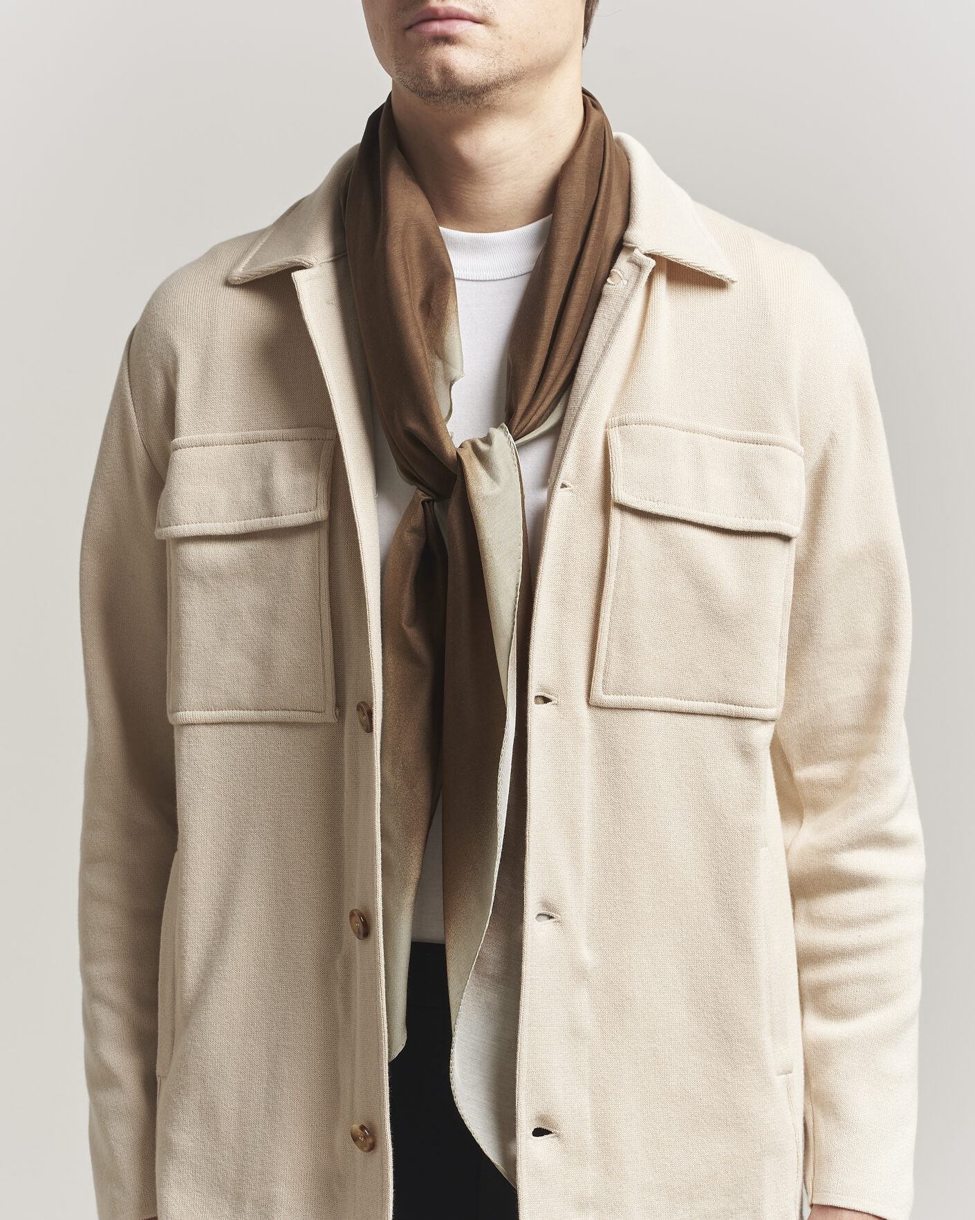 Men | Dress Scarves | Lardini | Cotton/Silk Scarf Brown