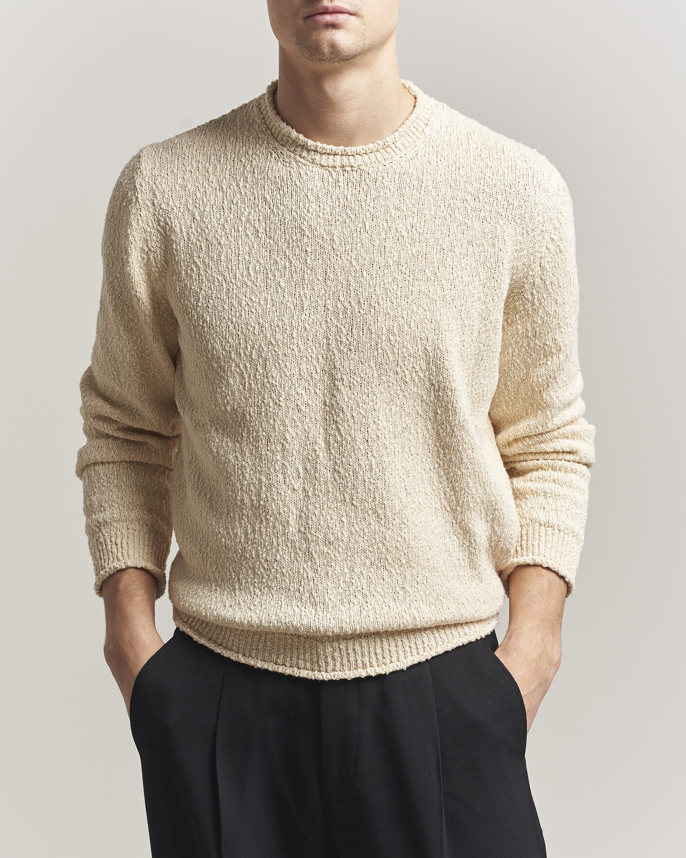 Men | Sweaters & Knitwear | Lardini | Organic Cotton Crew Neck Natural