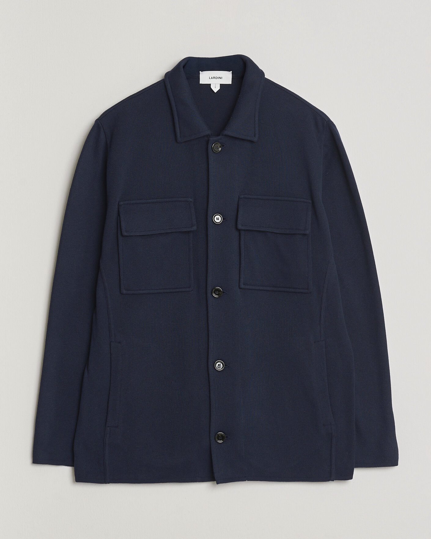 Men | Blazers | Lardini | Knitted Cotton Pocket Shirt Jacket Navy