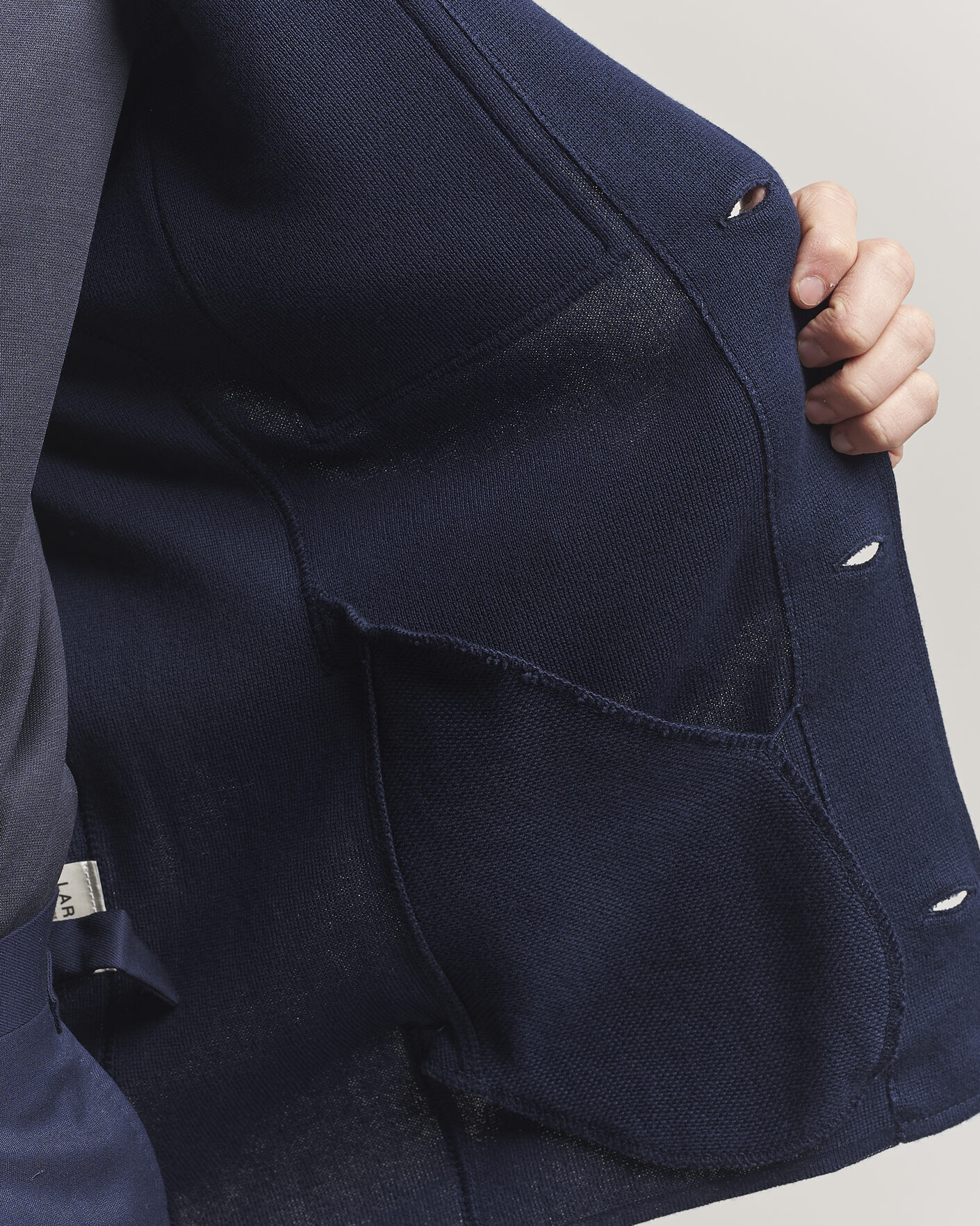 Lardini Knitted Cotton Pocket Shirt Jacket Navy at CareOfCarl.com