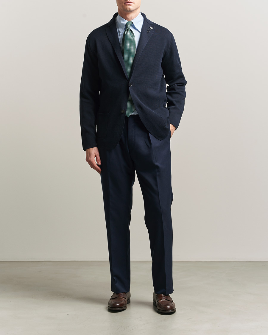 Men | Blazers | Lardini | Knitted Cotton Blazer Navy