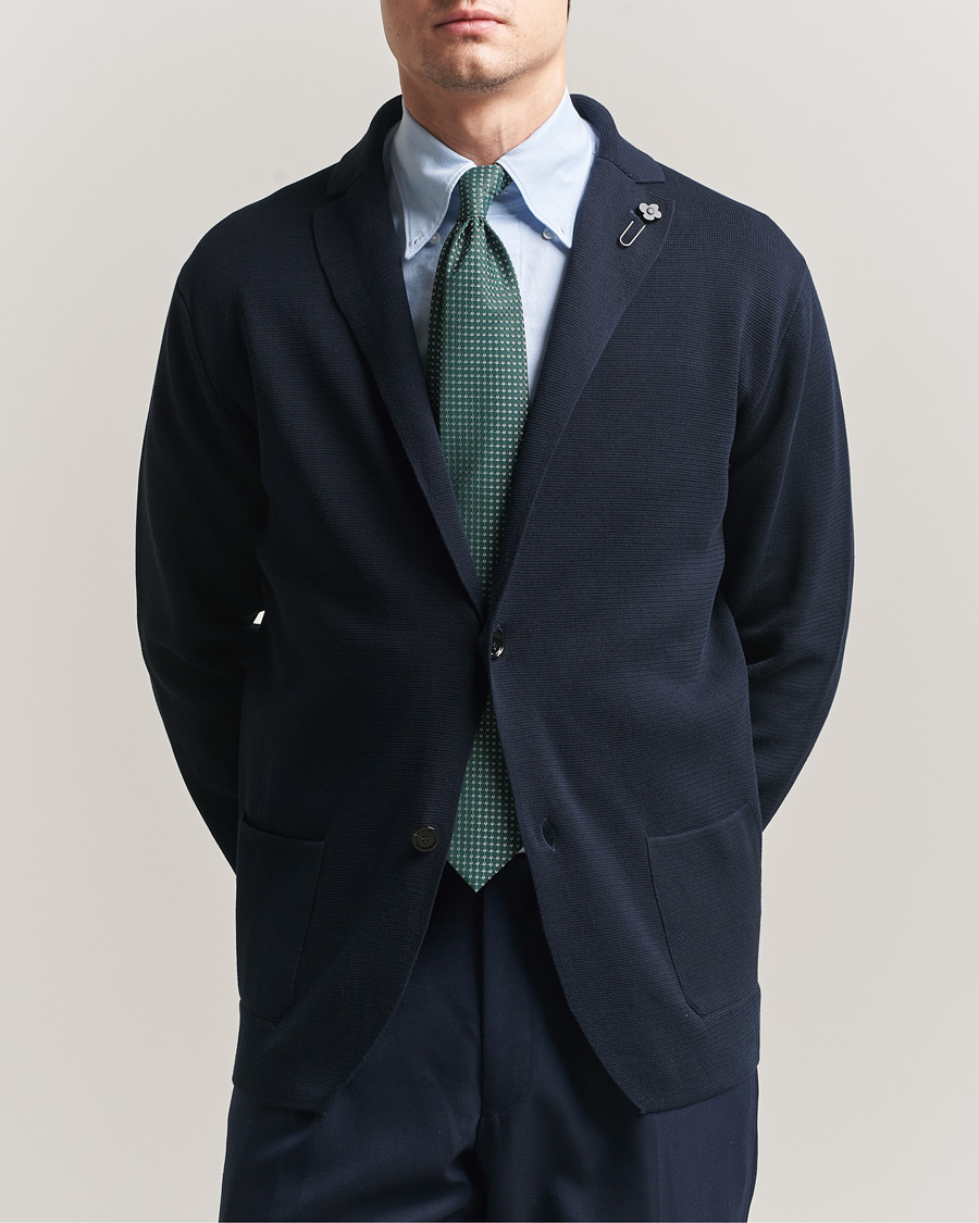 Men | Blazers | Lardini | Knitted Cotton Blazer Navy