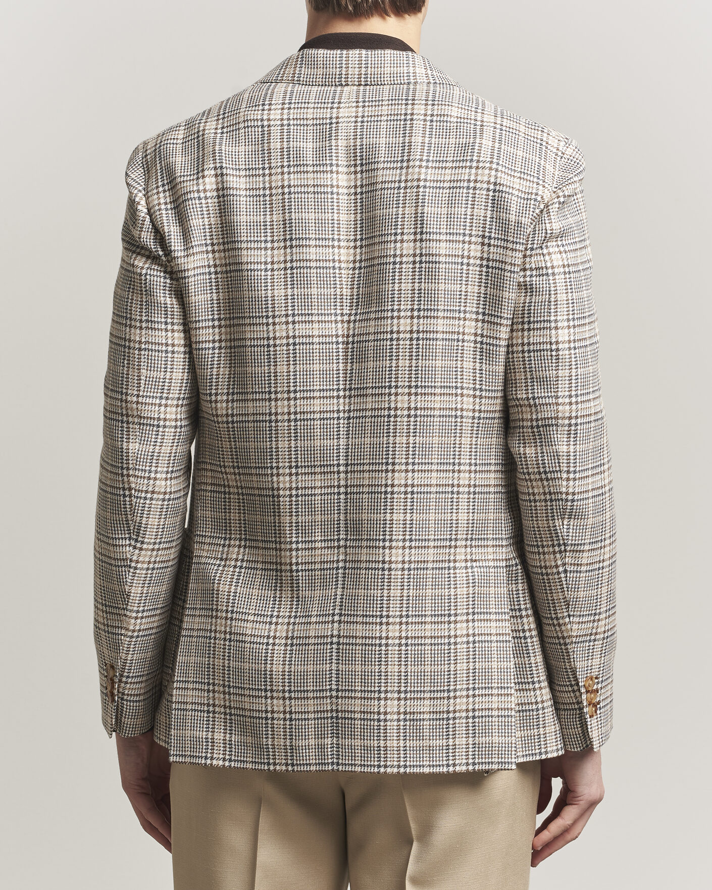 Men | Blazers | Lardini | Multi Check Cotton/Linen Blazer Beige