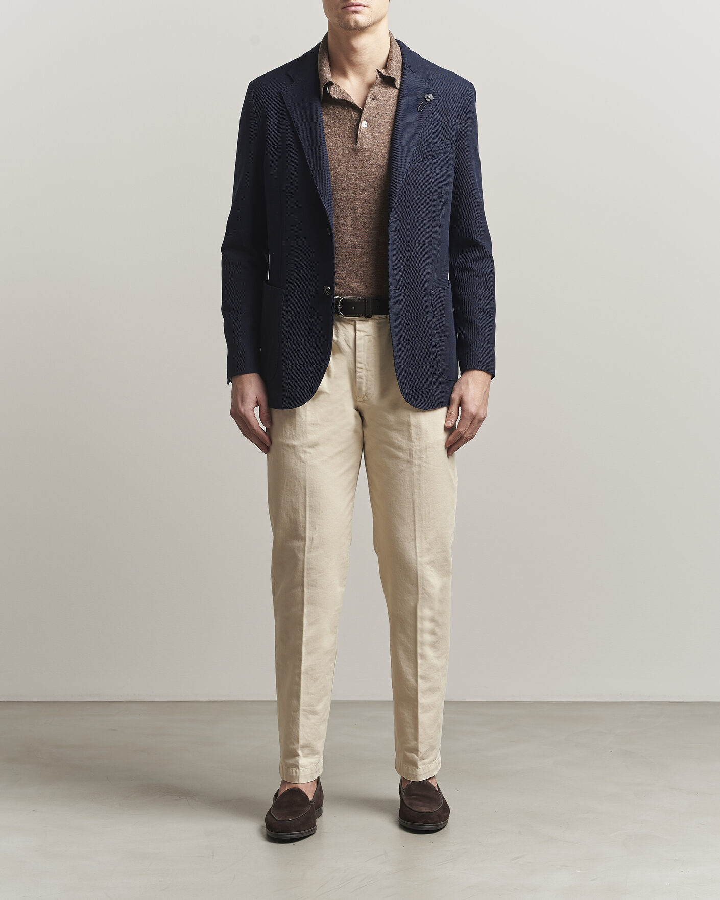 Lardini Loro Piana Jersey Piquet Cotton Blazer Navy at CareOfCarl.com