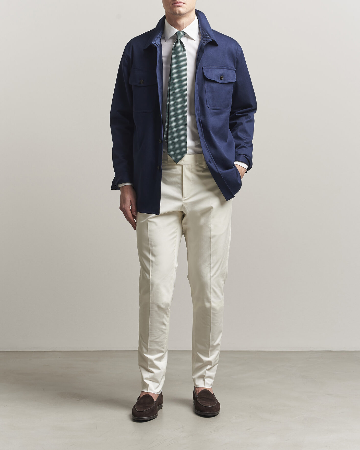 Men | Trousers | Lardini | Lyon Cotton Twill Stretch Trousers White