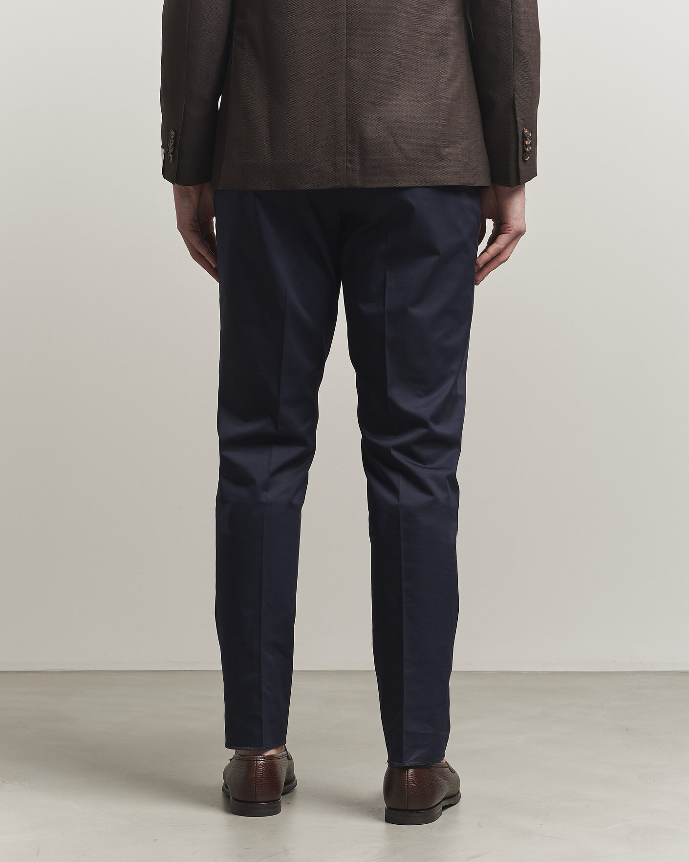 Men | Trousers | Lardini | Lyon Cotton Twill Stretch Trousers Navy