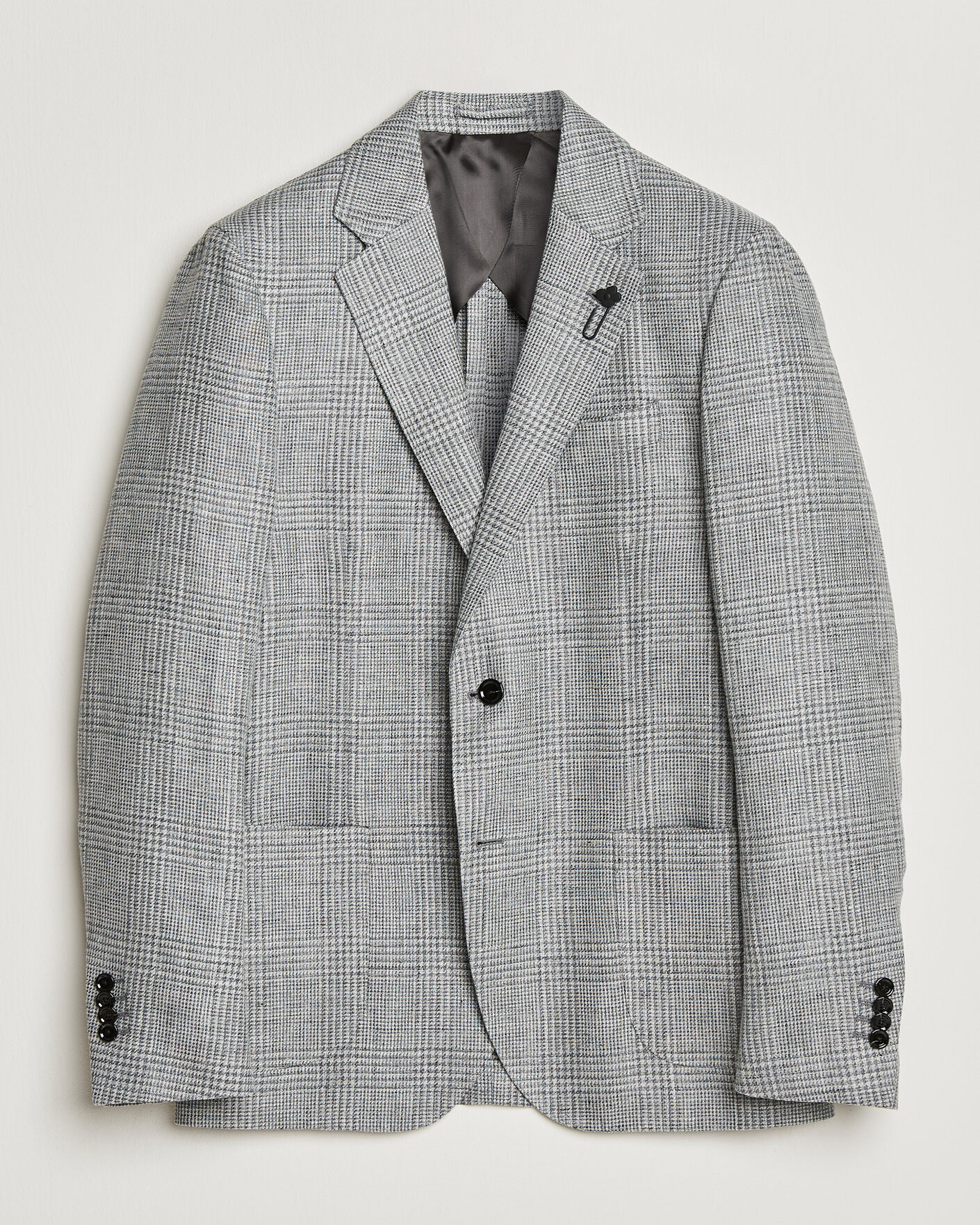 Men | Blazers | Lardini | Checked Linen/Wool Blazer Grey