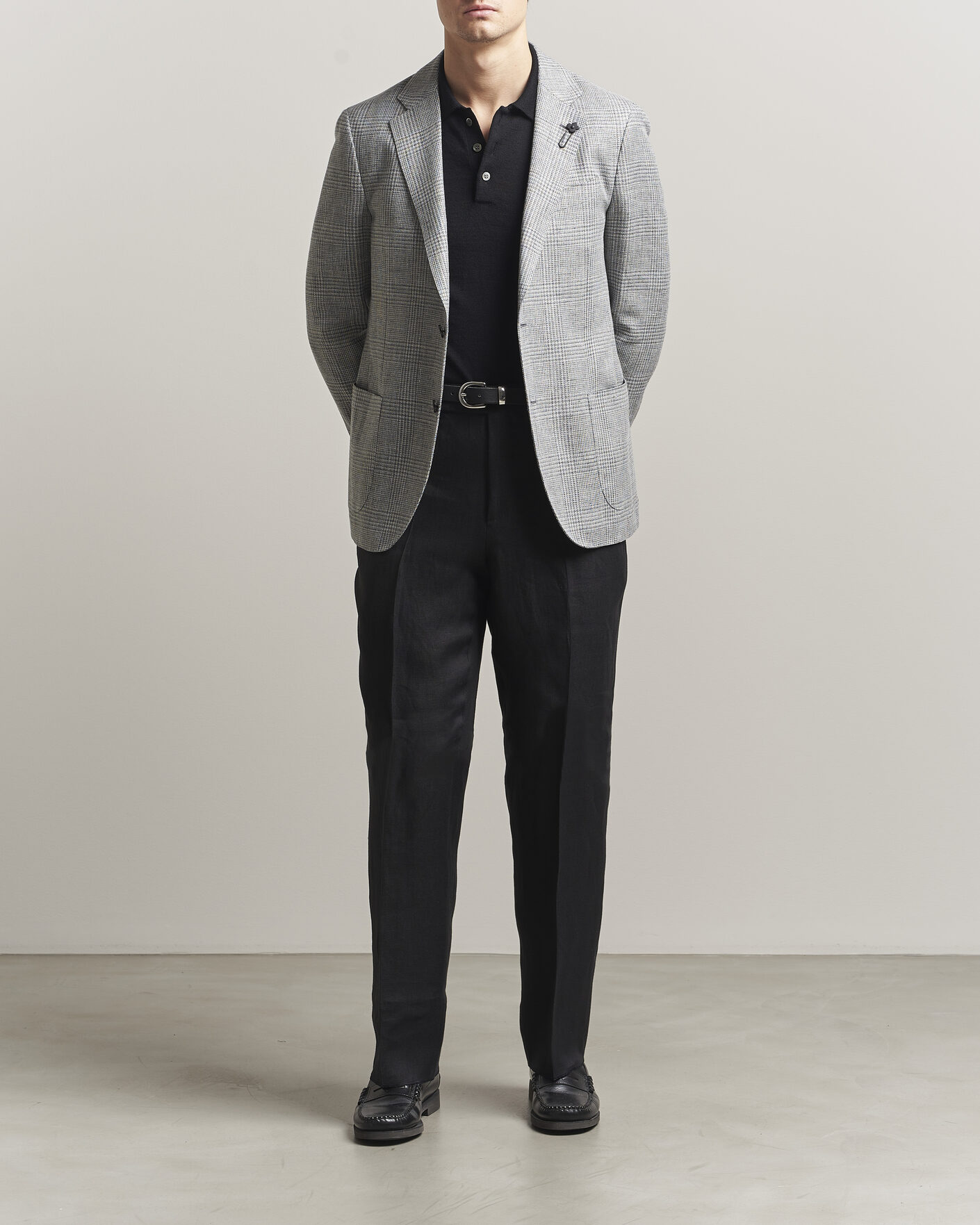 Men | Blazers | Lardini | Checked Linen/Wool Blazer Grey