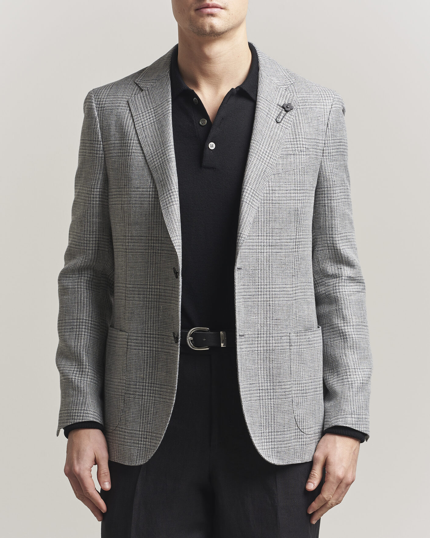 Men | Blazers | Lardini | Checked Linen/Wool Blazer Grey