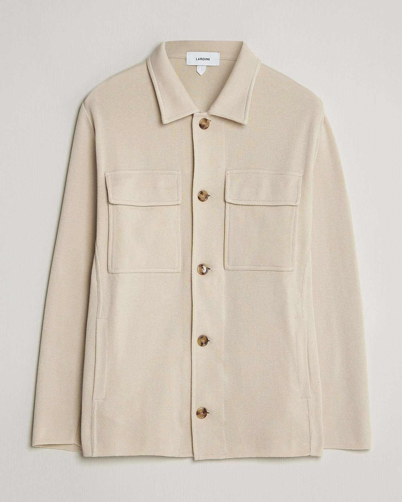 Men | Coats & Jackets | Lardini | Knitted Cotton Pocket Shirt Jacket Beige