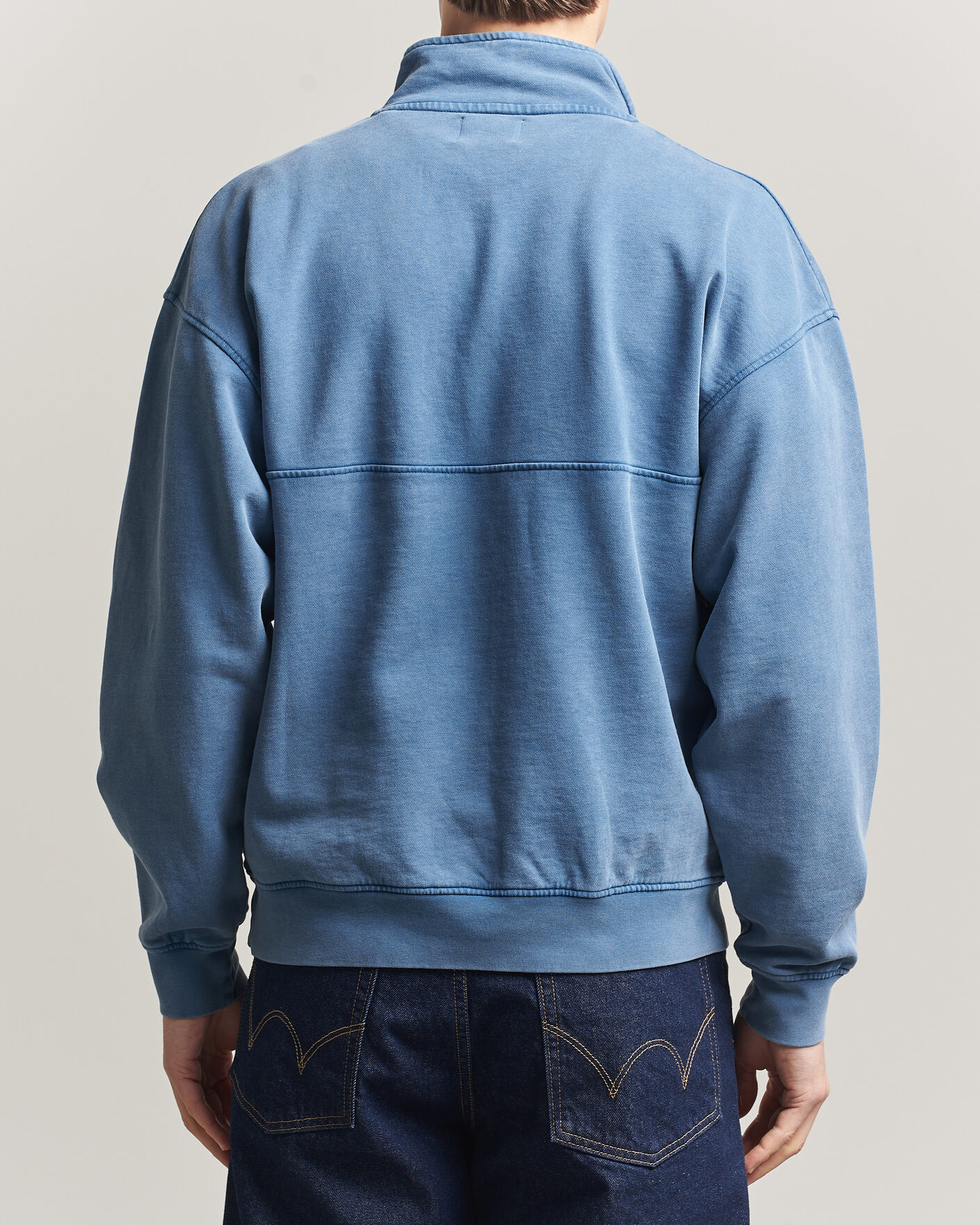 Men | Sweaters & Knitwear | Colorful Standard | Classic Organic Half-Zip Faded Indigo