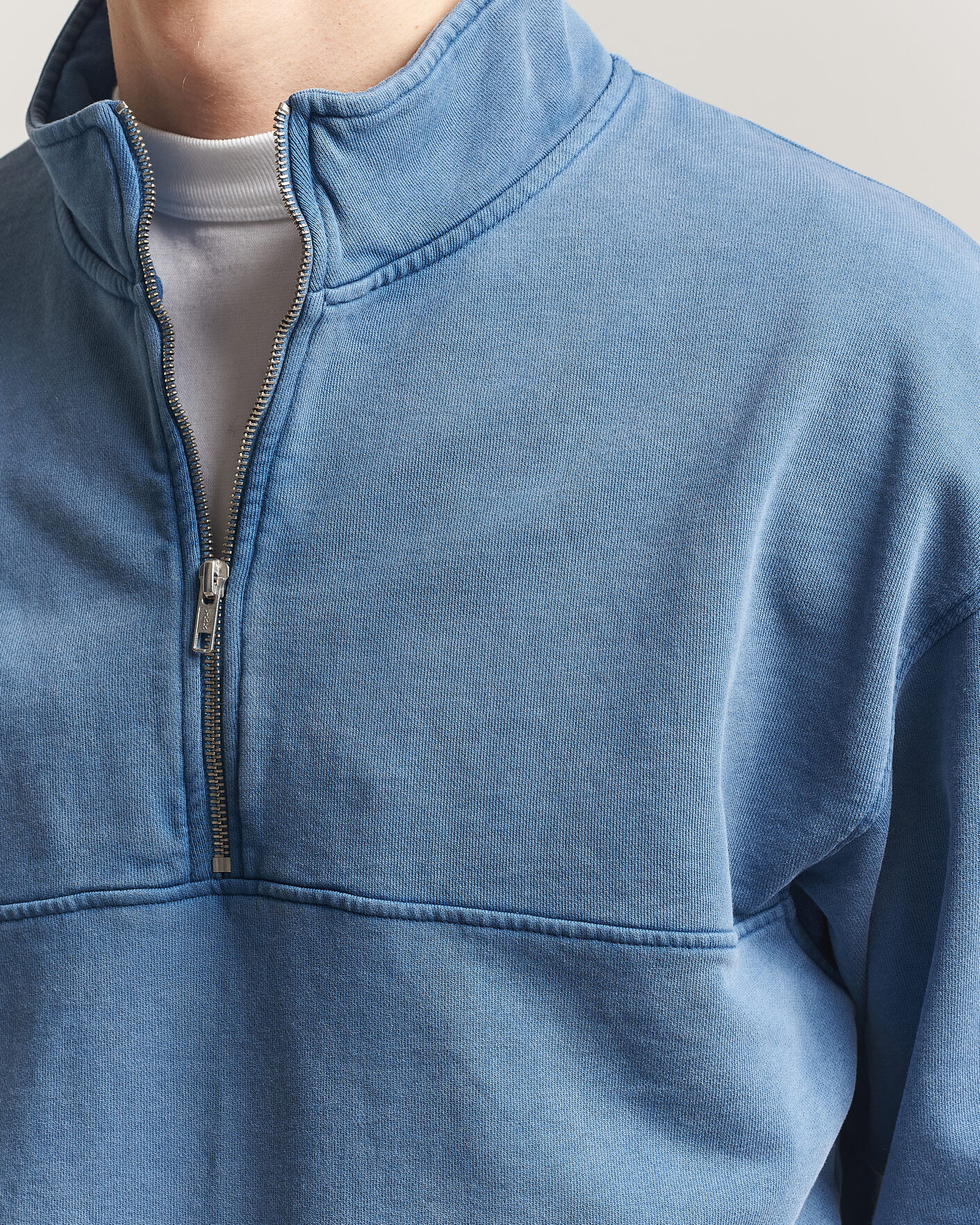 Men | Sweaters & Knitwear | Colorful Standard | Classic Organic Half-Zip Faded Indigo