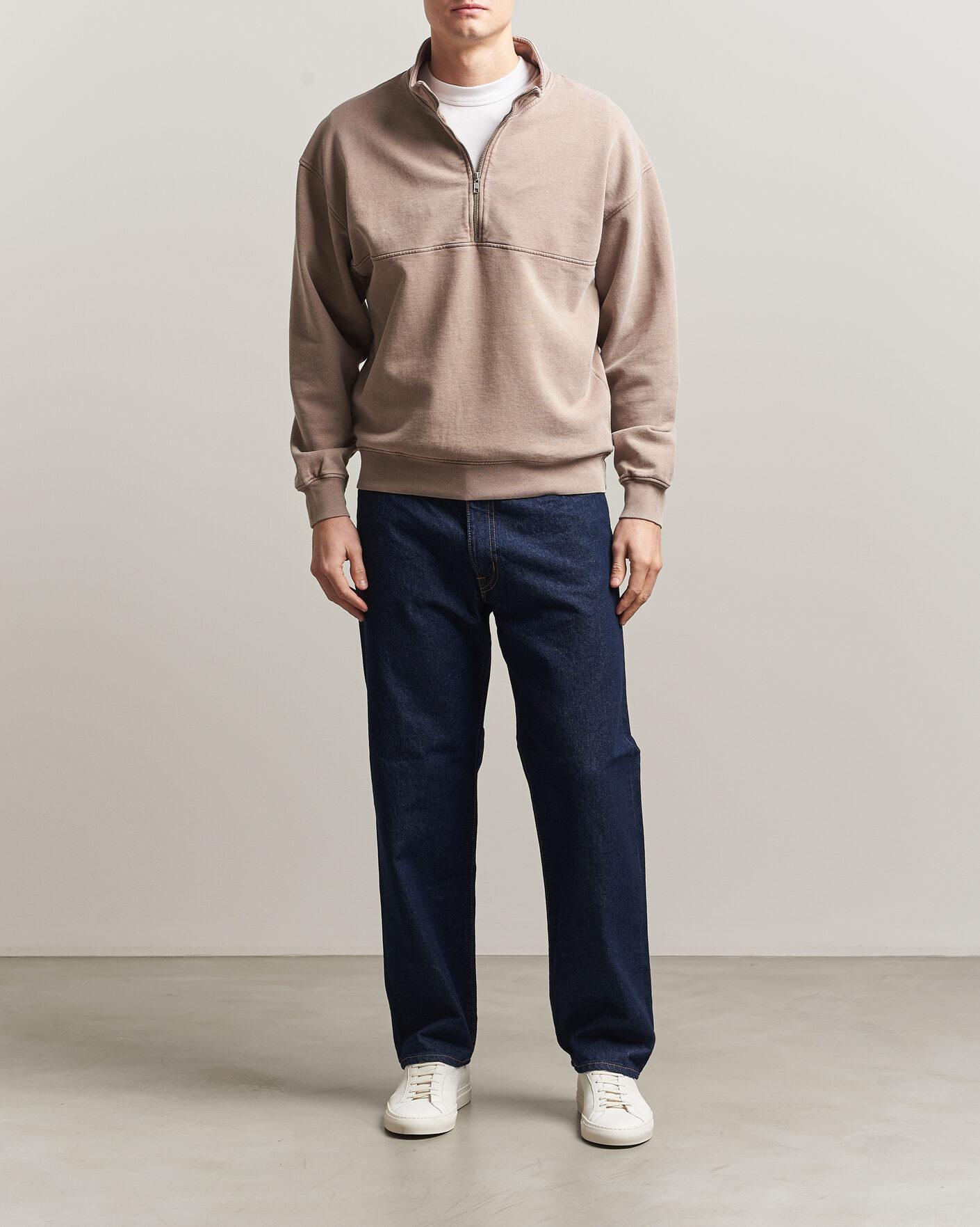 Men | Sweaters & Knitwear | Colorful Standard | Classic Organic Half-Zip Faded Khaki