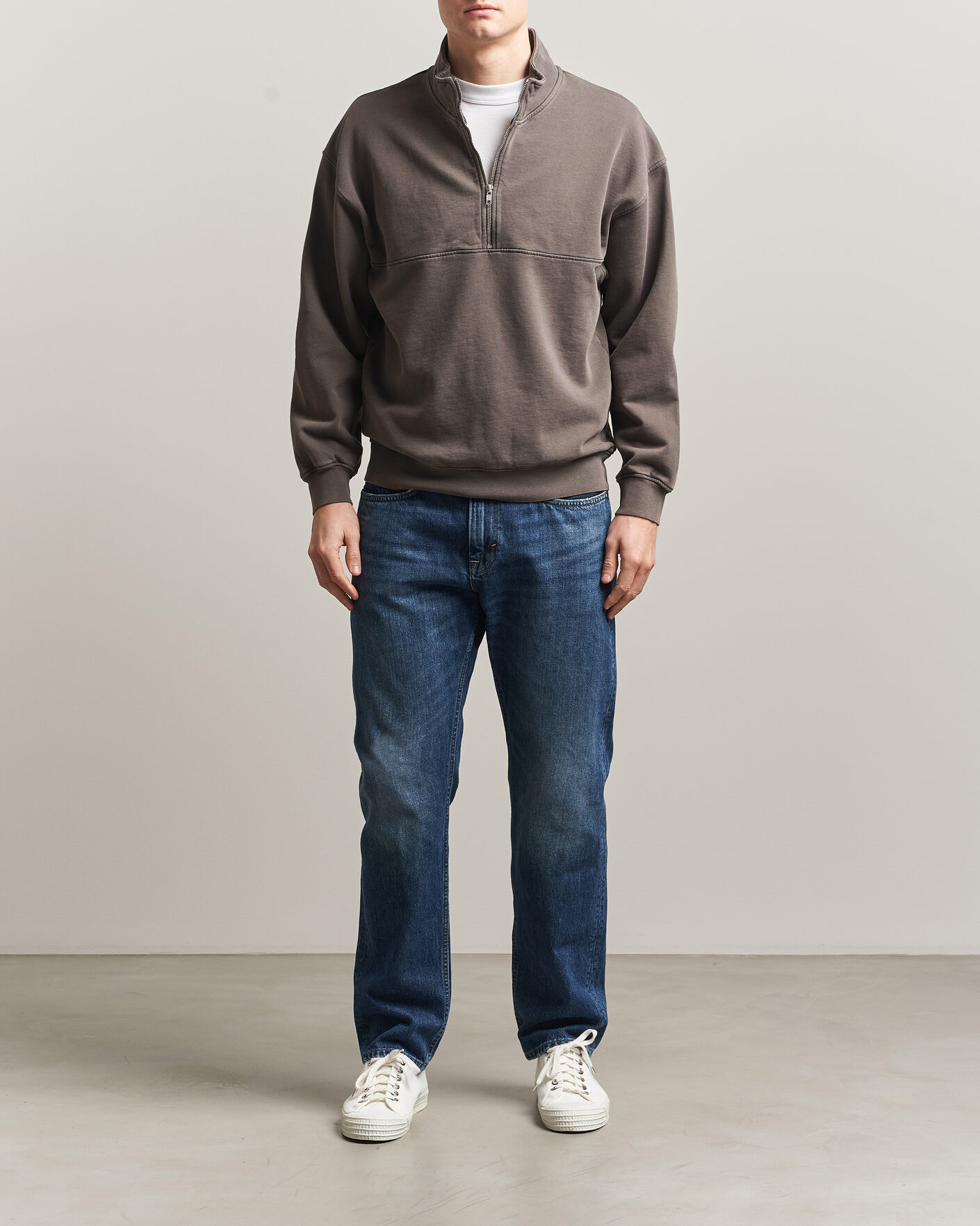 Men | Sweaters & Knitwear | Colorful Standard | Classic Organic Half-Zip Faded Mud