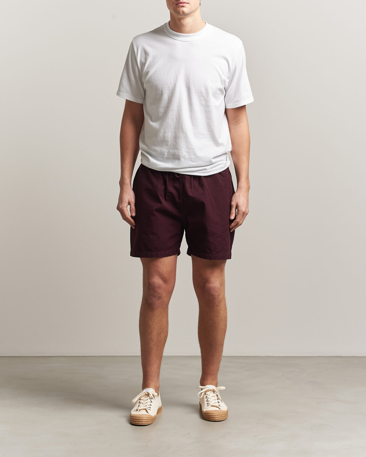 Men | Shorts | Colorful Standard | Classic Organic Twill Drawstring Shorts Oxblood Red