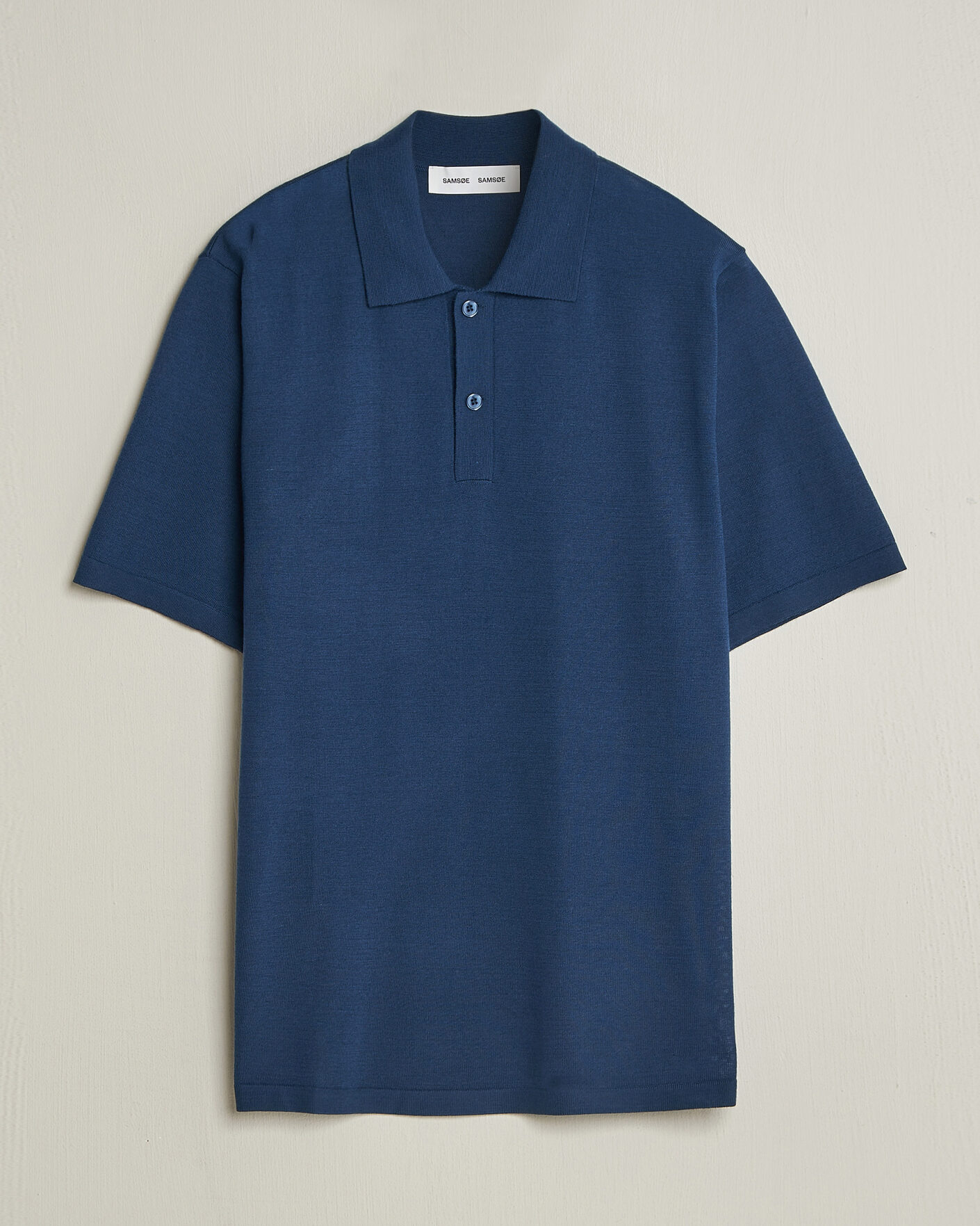 Men | Polo Shirts | Samsøe Samsøe | Rowan Knitted Polo Insignia Blue