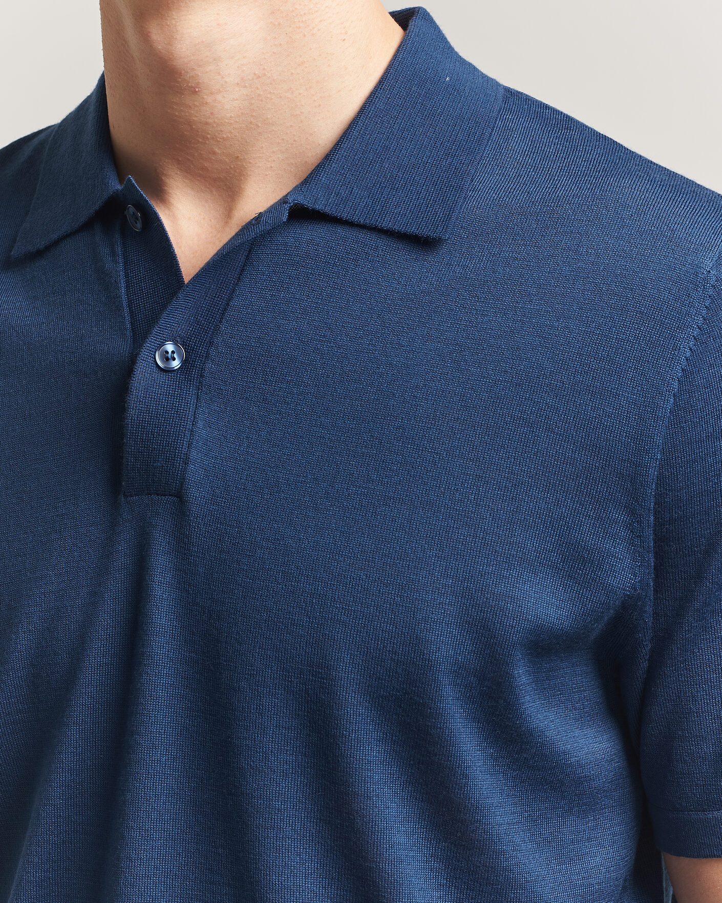 Men | Polo Shirts | Samsøe Samsøe | Rowan Knitted Polo Insignia Blue