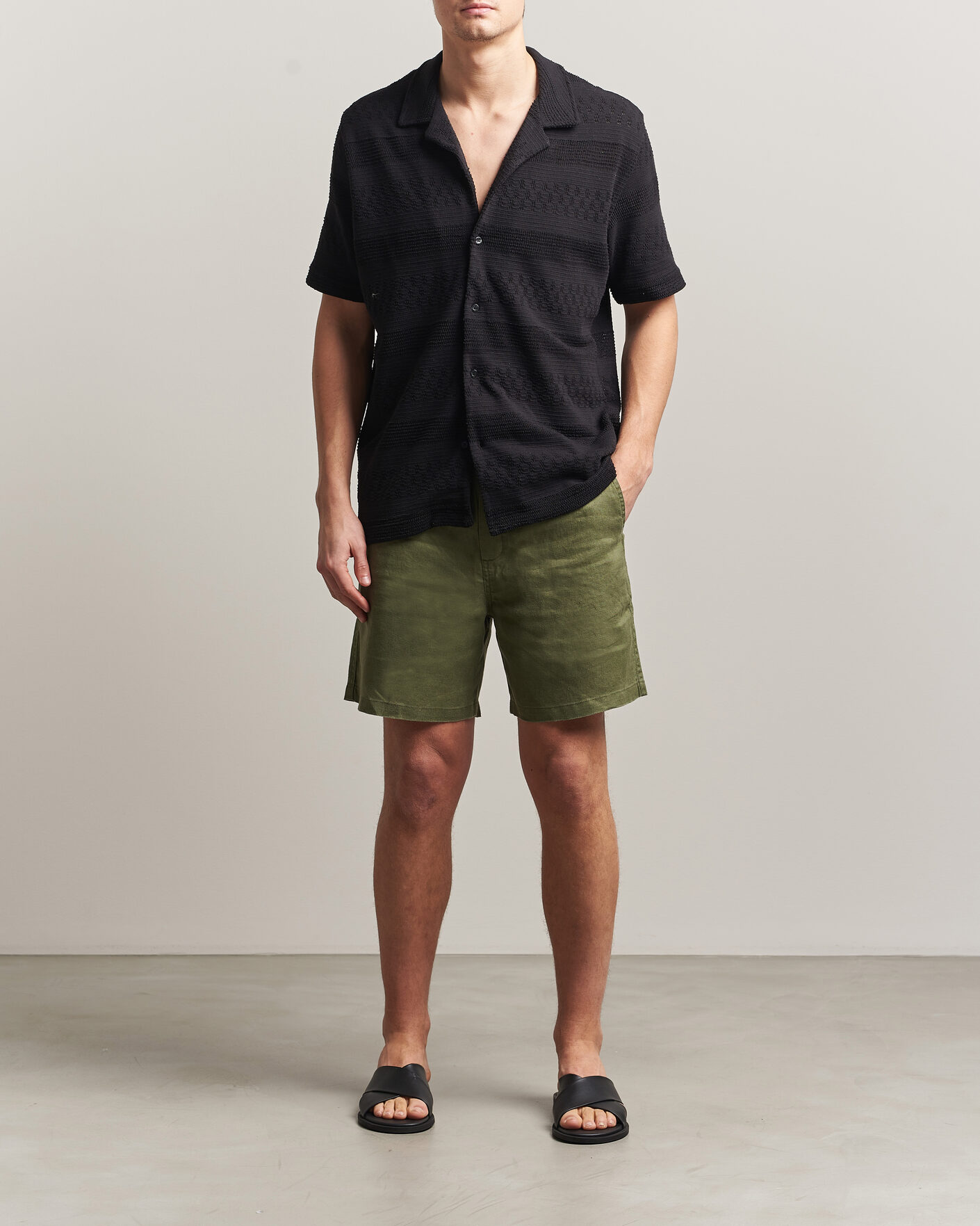 Men | Shorts | Samsøe Samsøe | Jabari Linen Drawstring Shorts Burnt Olive