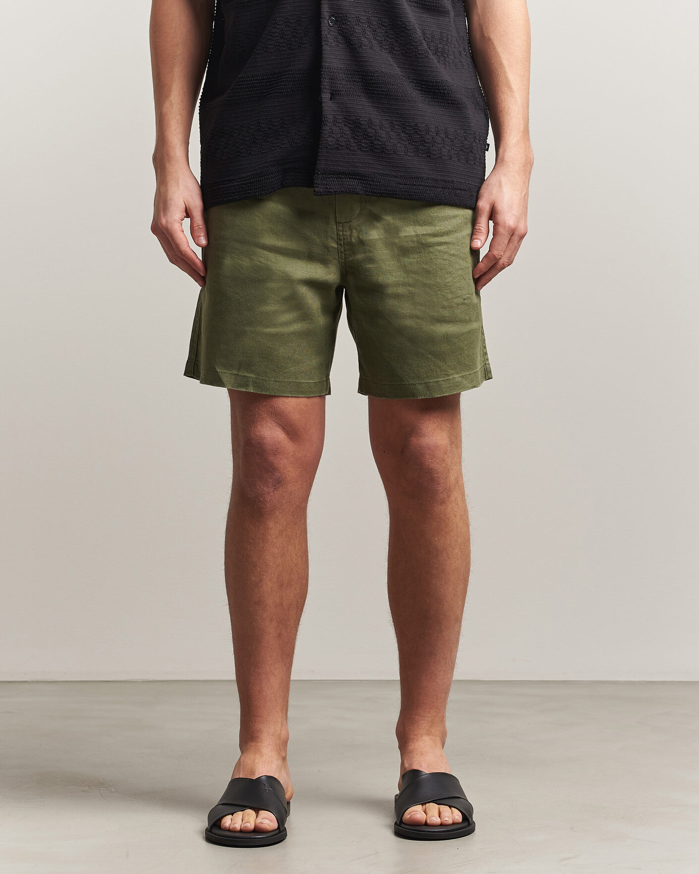 Men | Shorts | Samsøe Samsøe | Jabari Linen Drawstring Shorts Burnt Olive