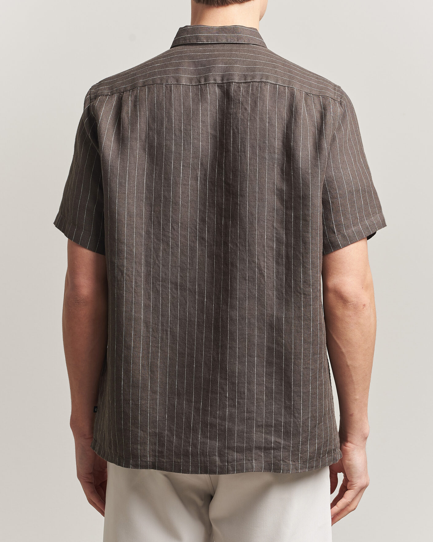 Men | Shirts | Samsøe Samsøe | Avan Linen Striped Short Sleeve Shirt Black Olive