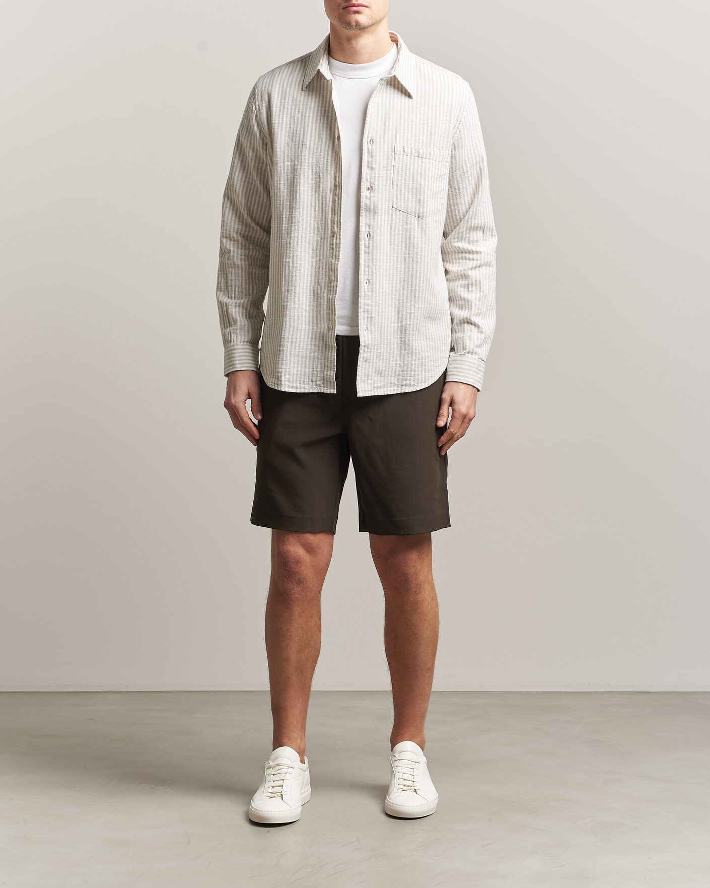 Men | Shirts | Samsøe Samsøe | Liam Cotton/Linen Striped Shirt Moonstruck