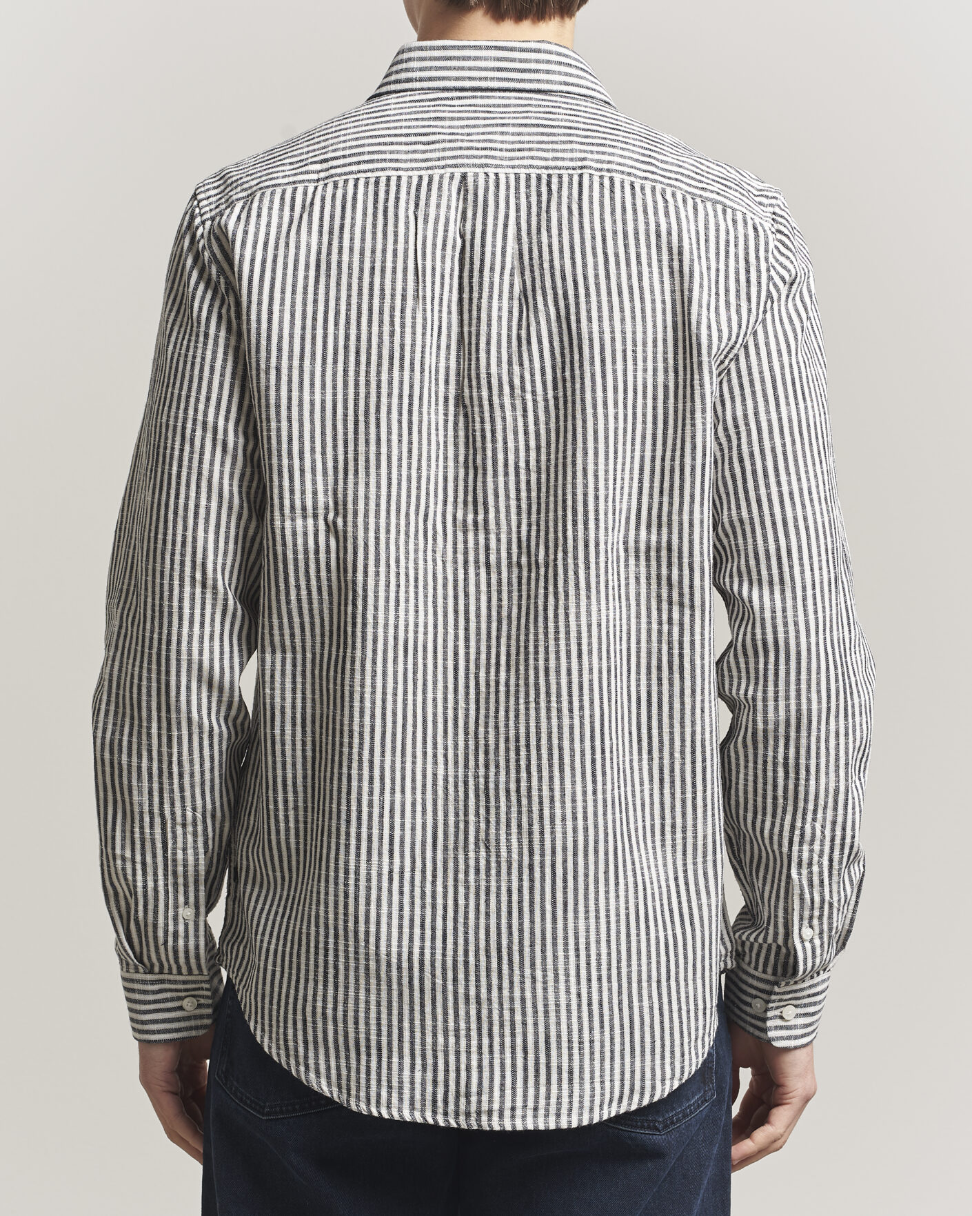 Men | Shirts | Samsøe Samsøe | Liam Cotton/Linen Striped Shirt Salute Navy