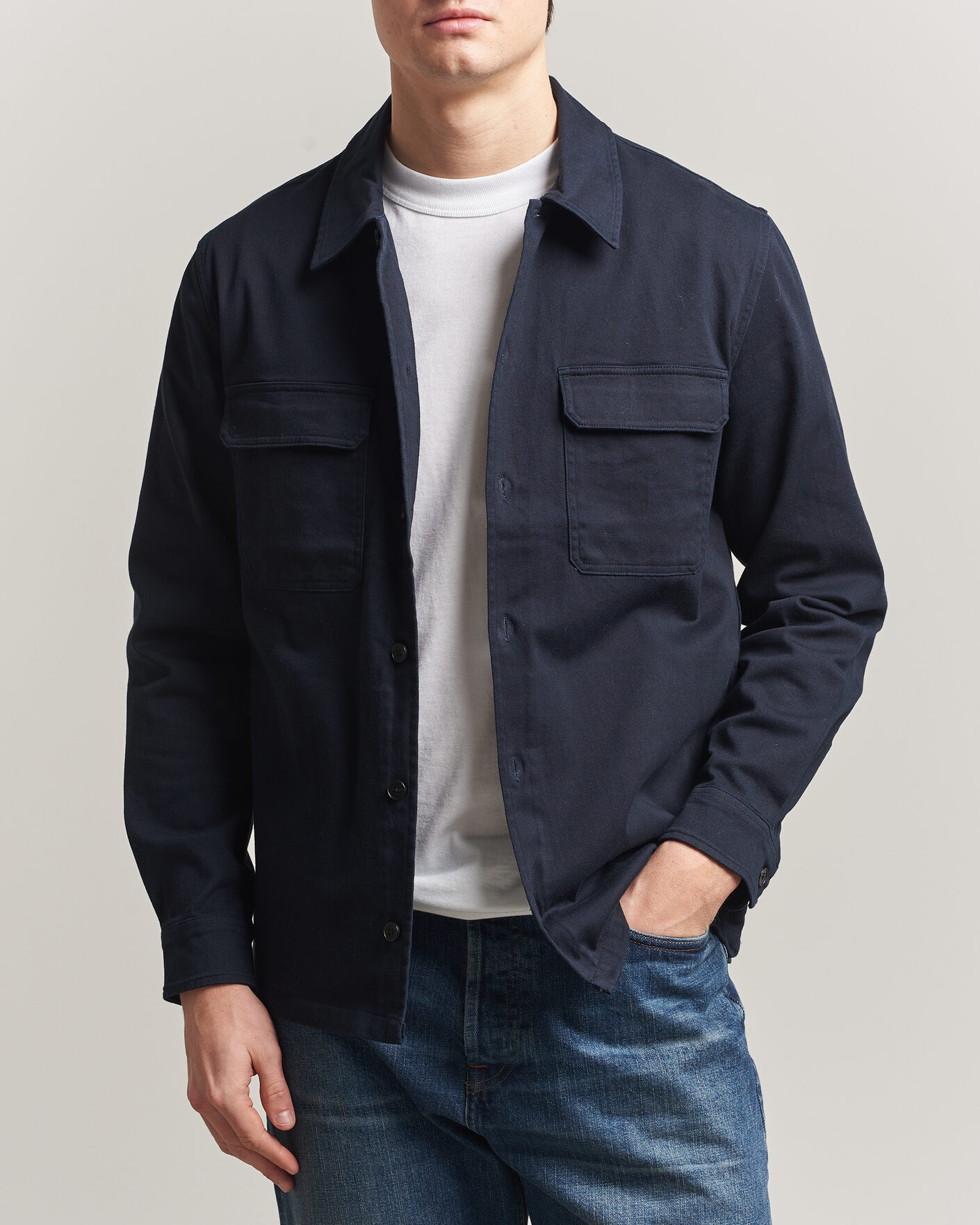 Men | Shirts | Samsøe Samsøe | Taka Cotton Overshirt Salute Navy