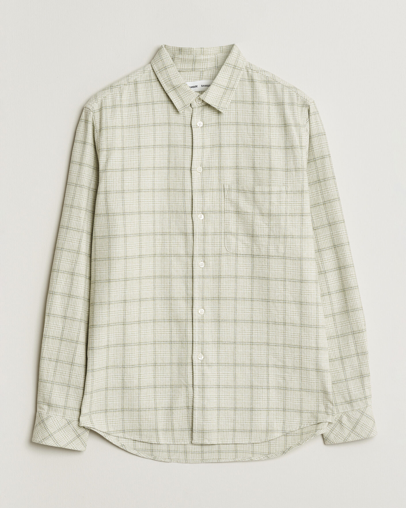 Men | Shirts | Samsøe Samsøe | Liam Checked Cotton Shirt Off White