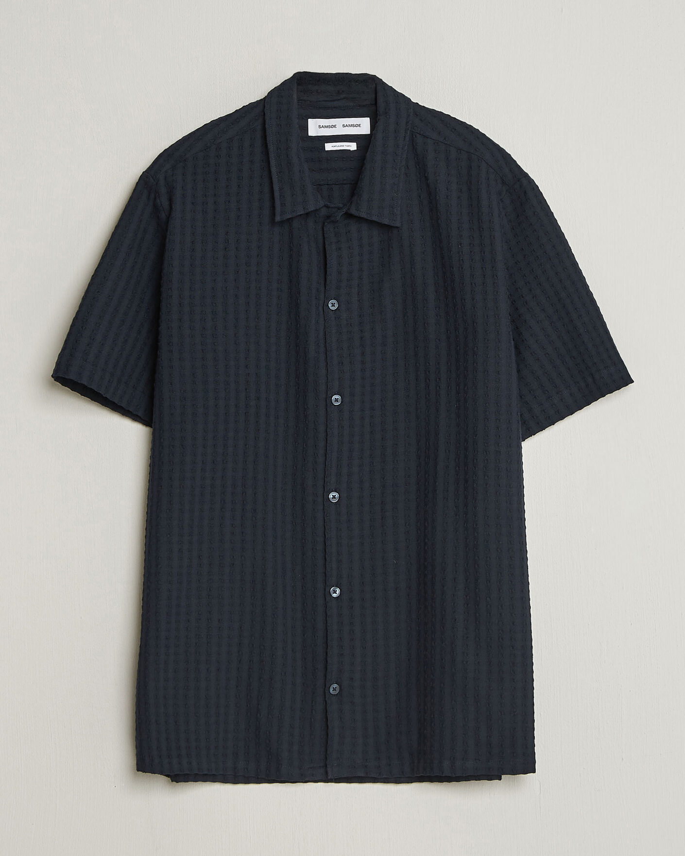 Men | Shirts | Samsøe Samsøe | Avan Structured Short Sleeve Shirt Salute Navy