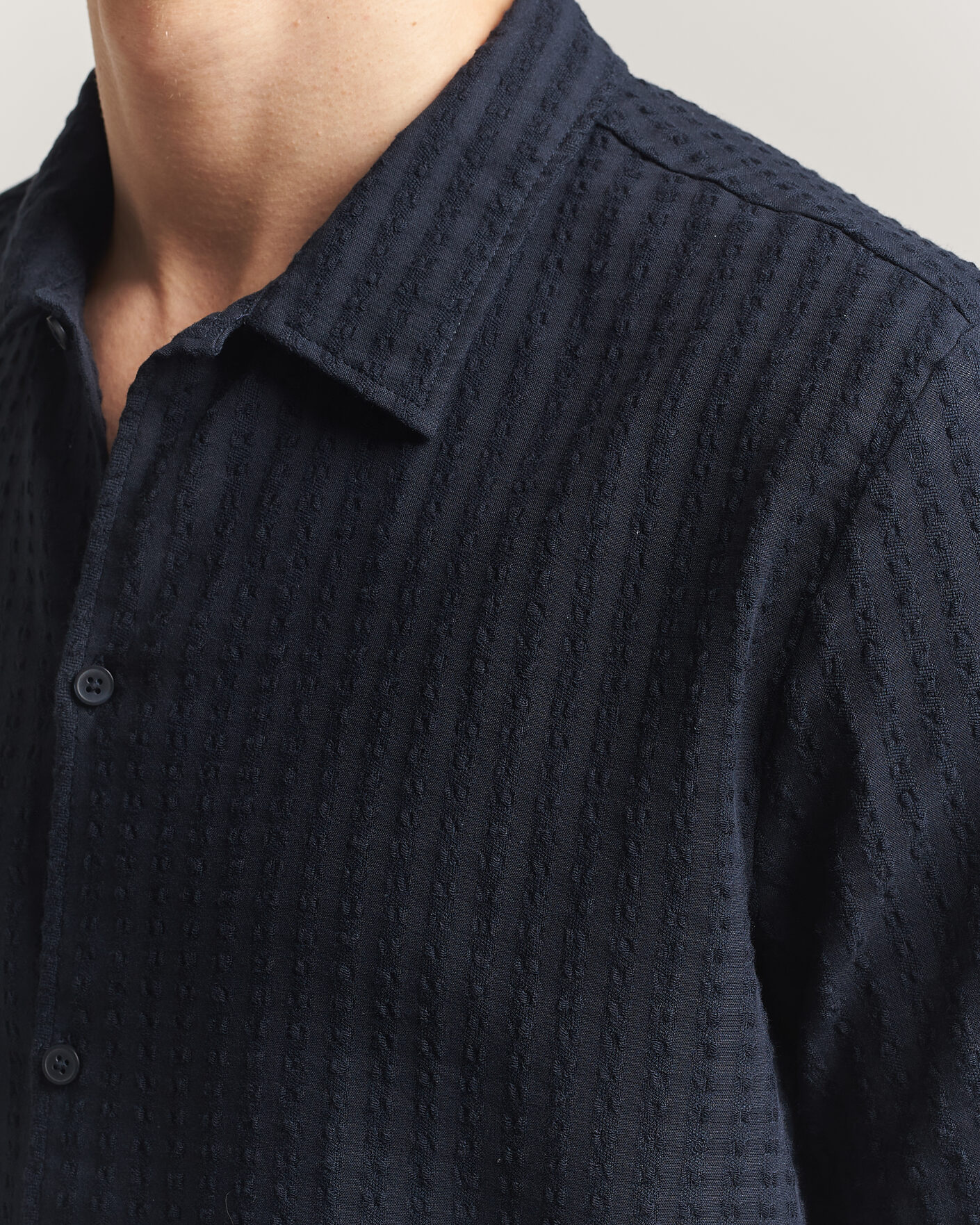 Men | Shirts | Samsøe Samsøe | Avan Structured Short Sleeve Shirt Salute Navy