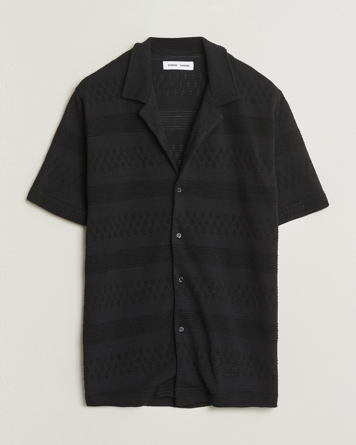 Men | Shirts | Samsøe Samsøe | Martin Knitted Short Sleeve Shirt Black