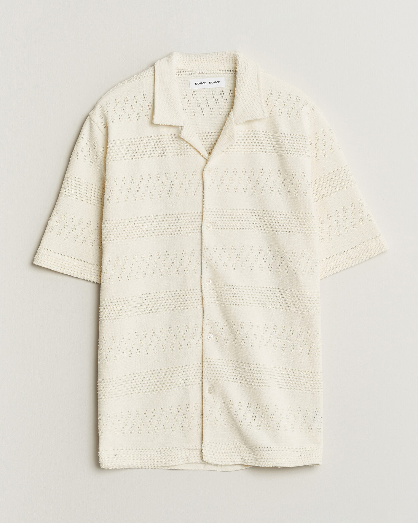 Men | Shirts | Samsøe Samsøe | Martin Knitted Short Sleeve Shirt Clear Cream