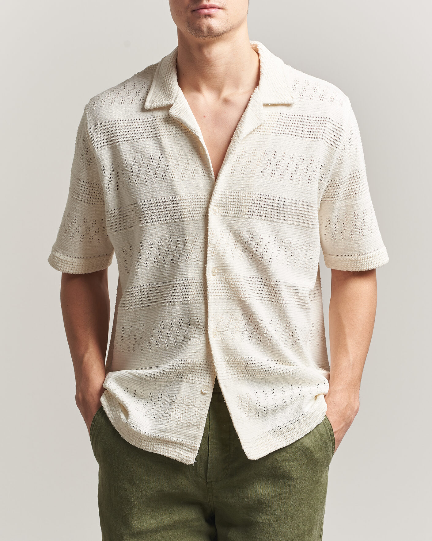 Samsøe Samsøe Martin Knitted Short Sleeve Shirt Clear Cream at