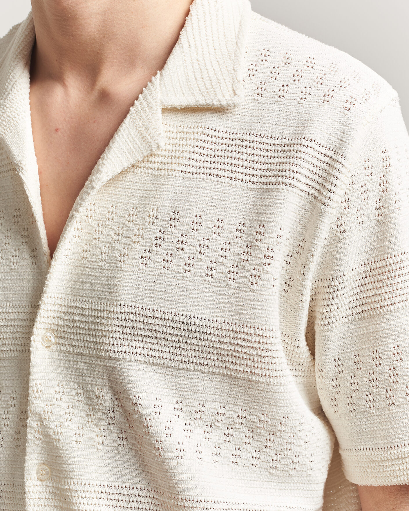 Men | Shirts | Samsøe Samsøe | Martin Knitted Short Sleeve Shirt Clear Cream