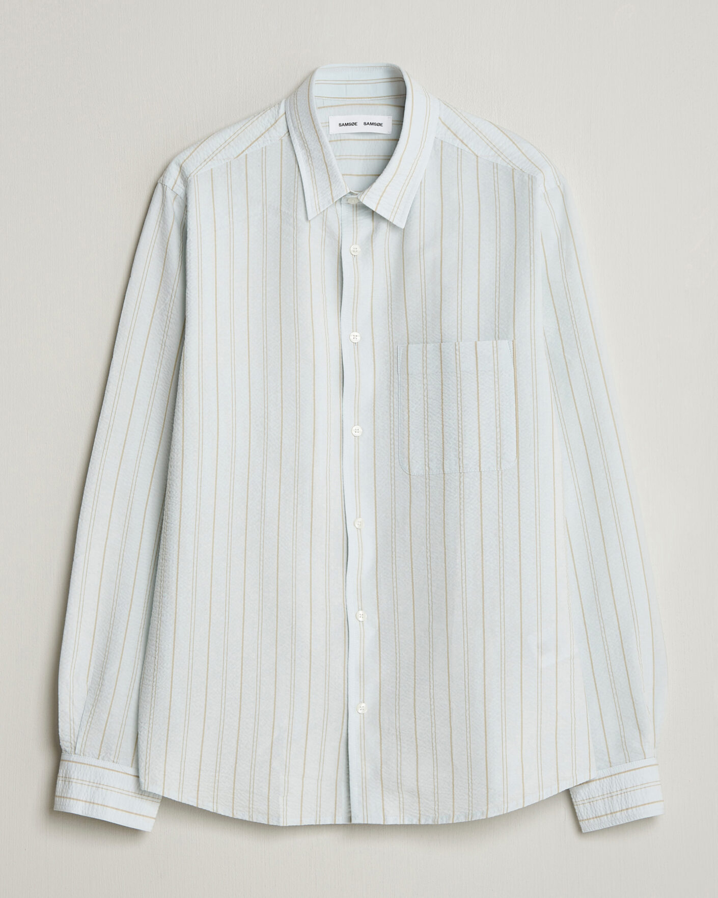 Men | Shirts | Samsøe Samsøe | Ryan Cotton Striped Shirt Skywriting