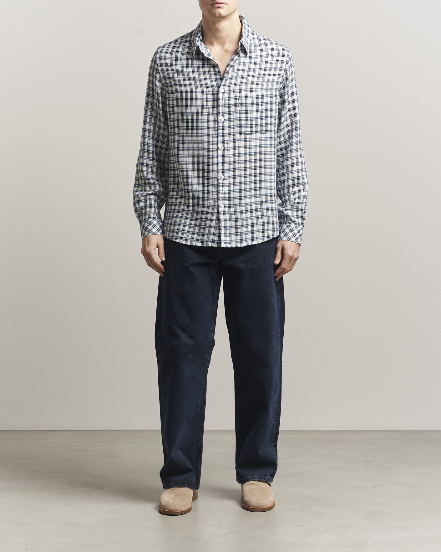 Men | Shirts | Samsøe Samsøe | Ryan Tencel Checked Shirt Blue