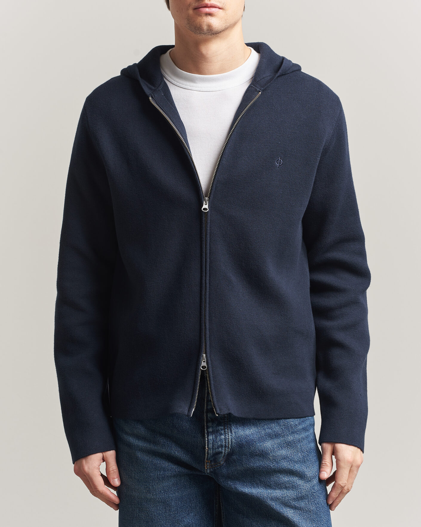 Men | Sweaters & Knitwear | Samsøe Samsøe | Niklas Full Zip Hoodie Salute Navy