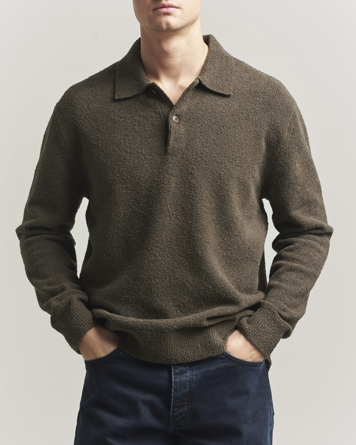 Men | Sweaters & Knitwear | Samsøe Samsøe | Nino Knitted Polo Black Olive