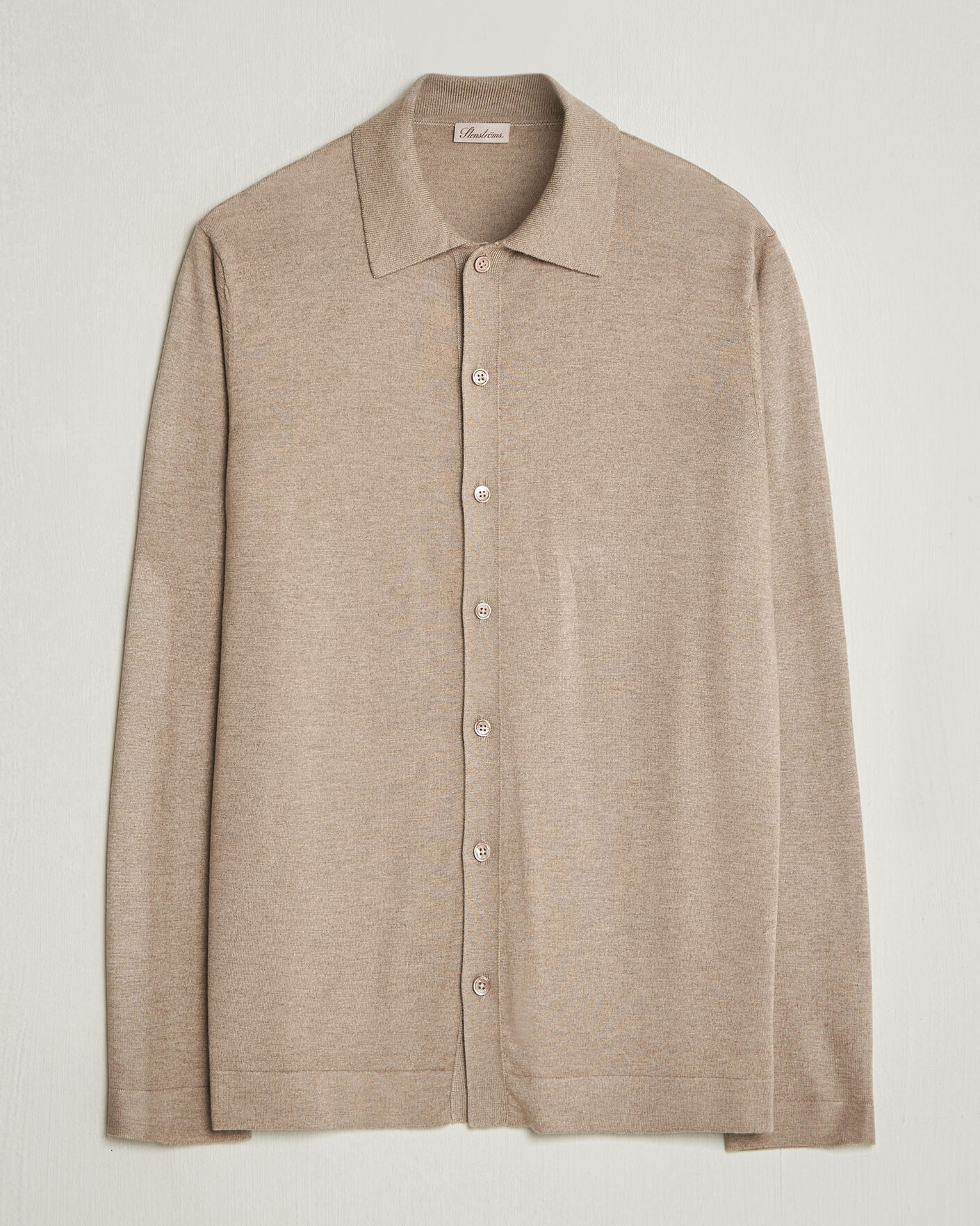 Men | Sweaters & Knitwear | Stenströms | Silk/Cashmere Cardigan Taupe