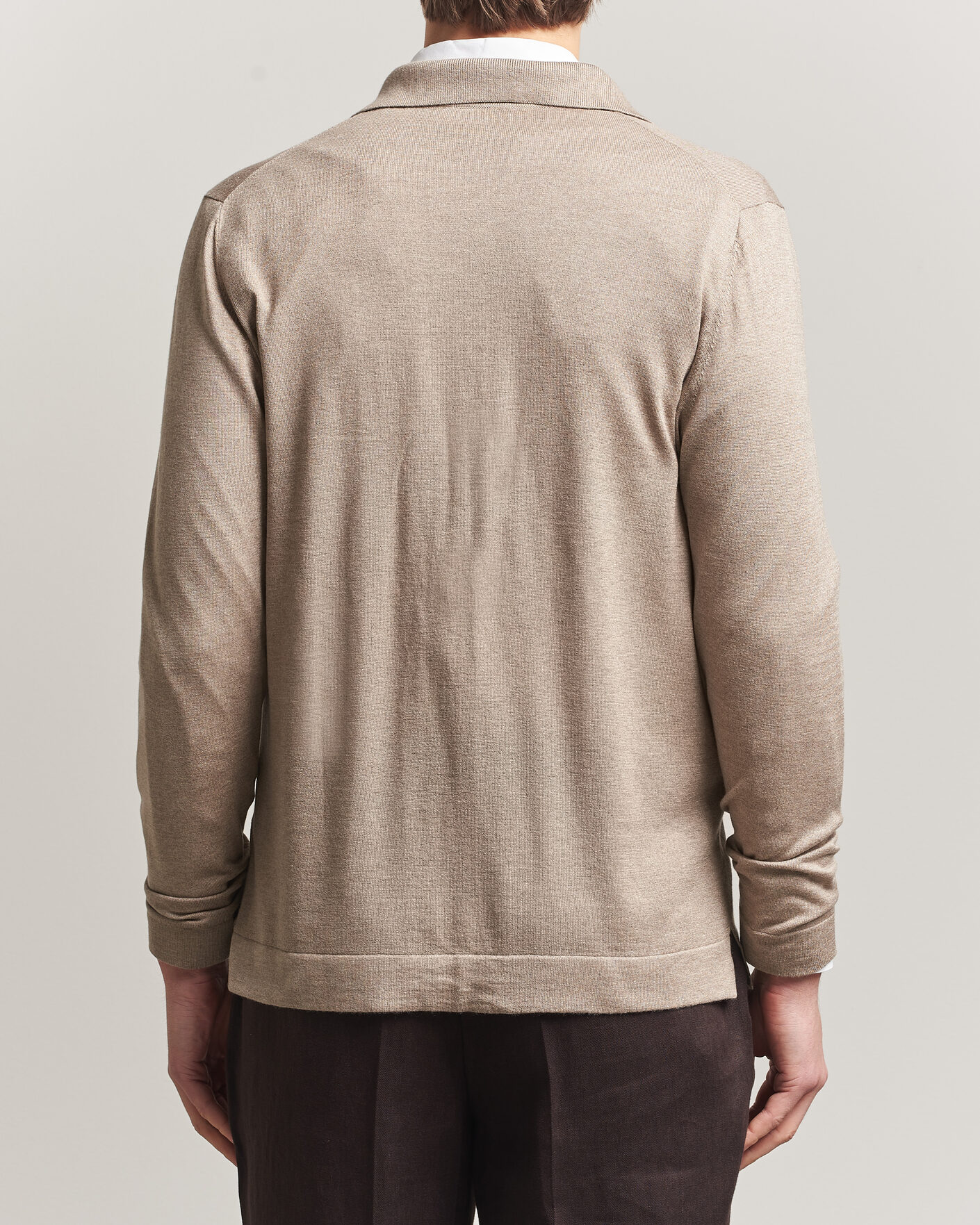 Men | Sweaters & Knitwear | Stenströms | Silk/Cashmere Cardigan Taupe