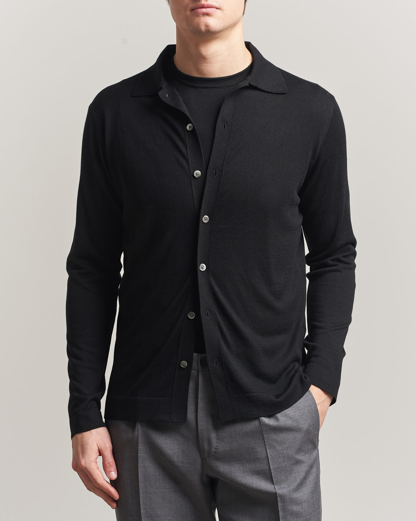 Men | Sweaters & Knitwear | Stenströms | Silk/Cashmere Cardigan Black