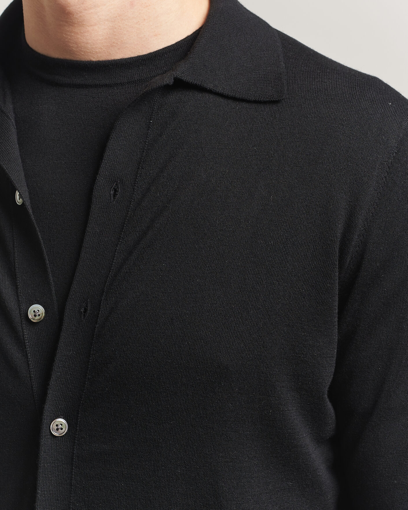 Men | Sweaters & Knitwear | Stenströms | Silk/Cashmere Cardigan Black