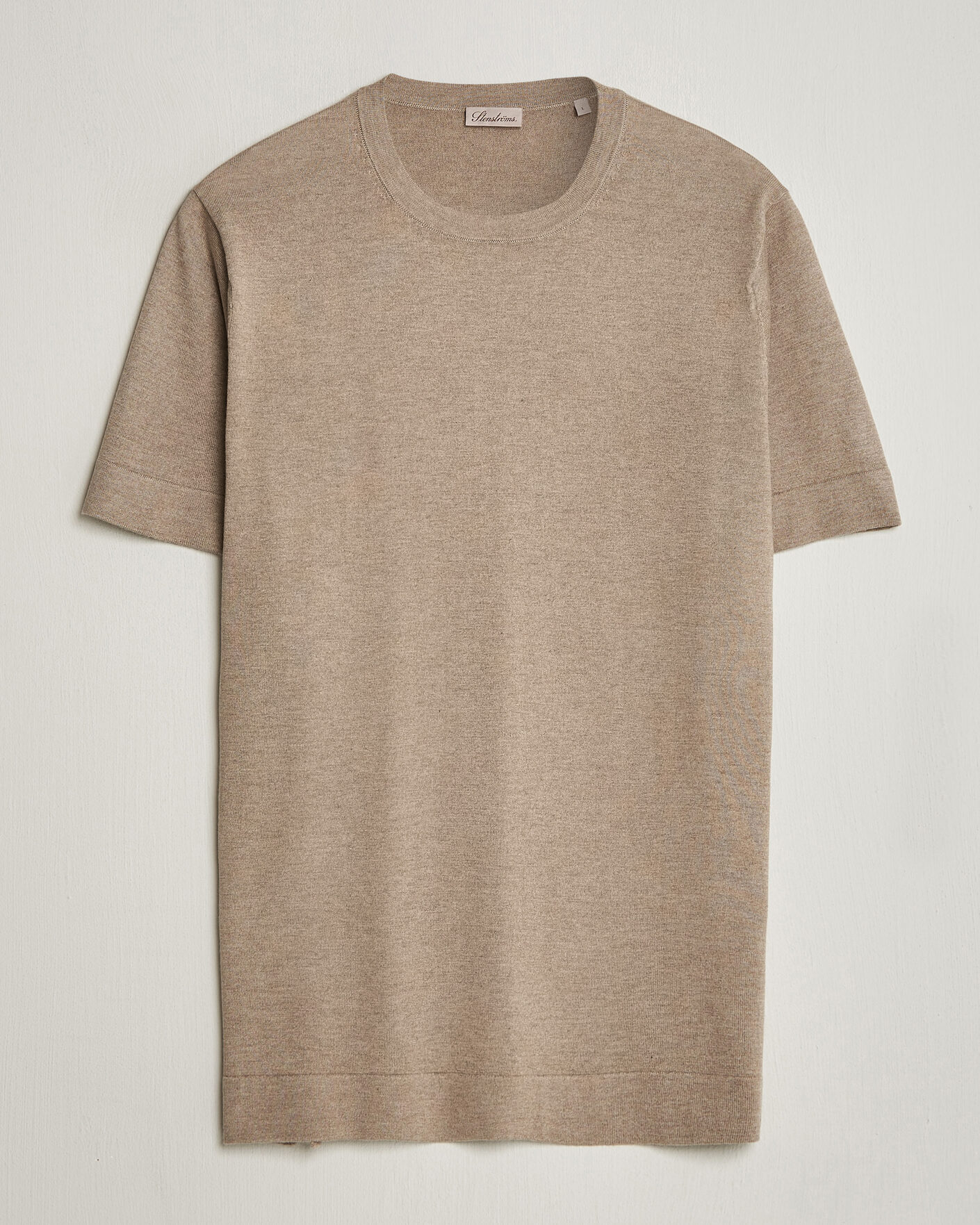 Men | T-Shirts | Stenströms | Silk/Cashmere T-Shirt Taupe