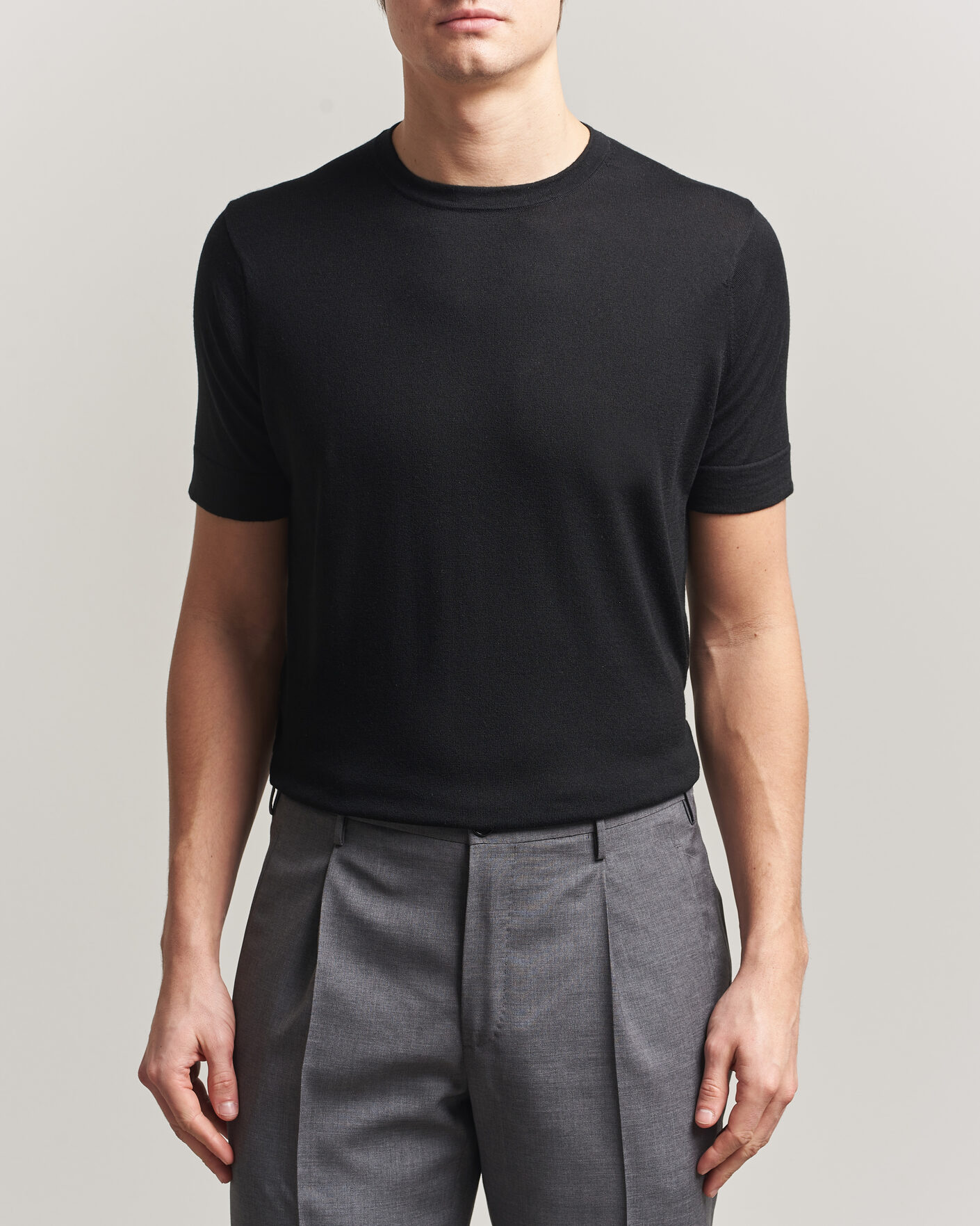 Men | T-Shirts | Stenströms | Silk/Cashmere T-Shirt Black
