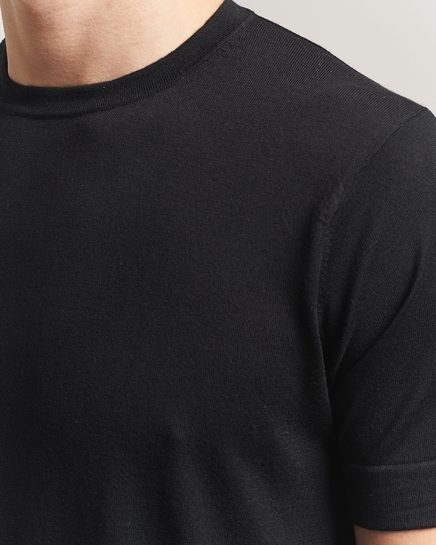 Men | T-Shirts | Stenströms | Silk/Cashmere T-Shirt Black