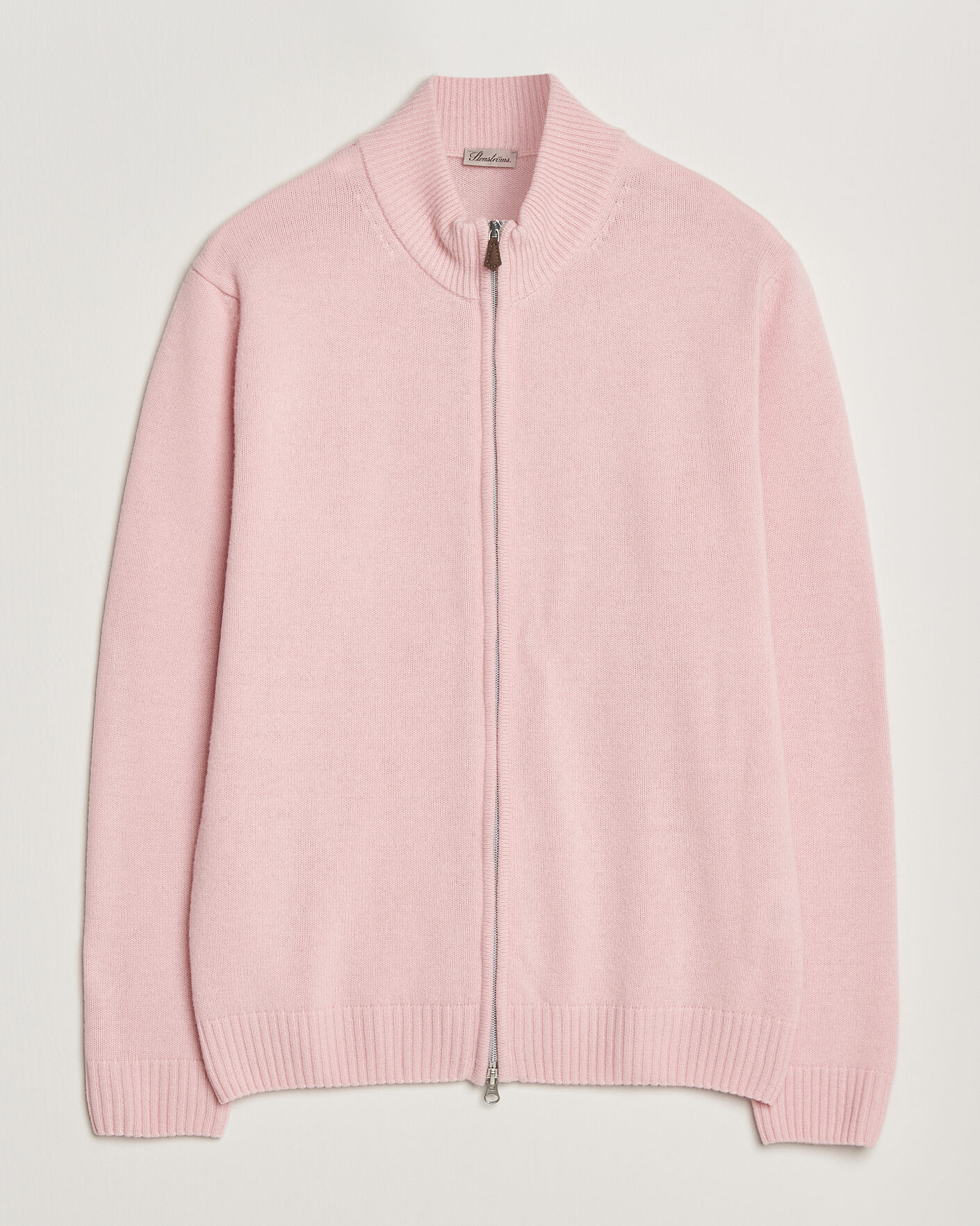 Men | Sweaters & Knitwear | Stenströms | Brushed Merino Full Zip Pink