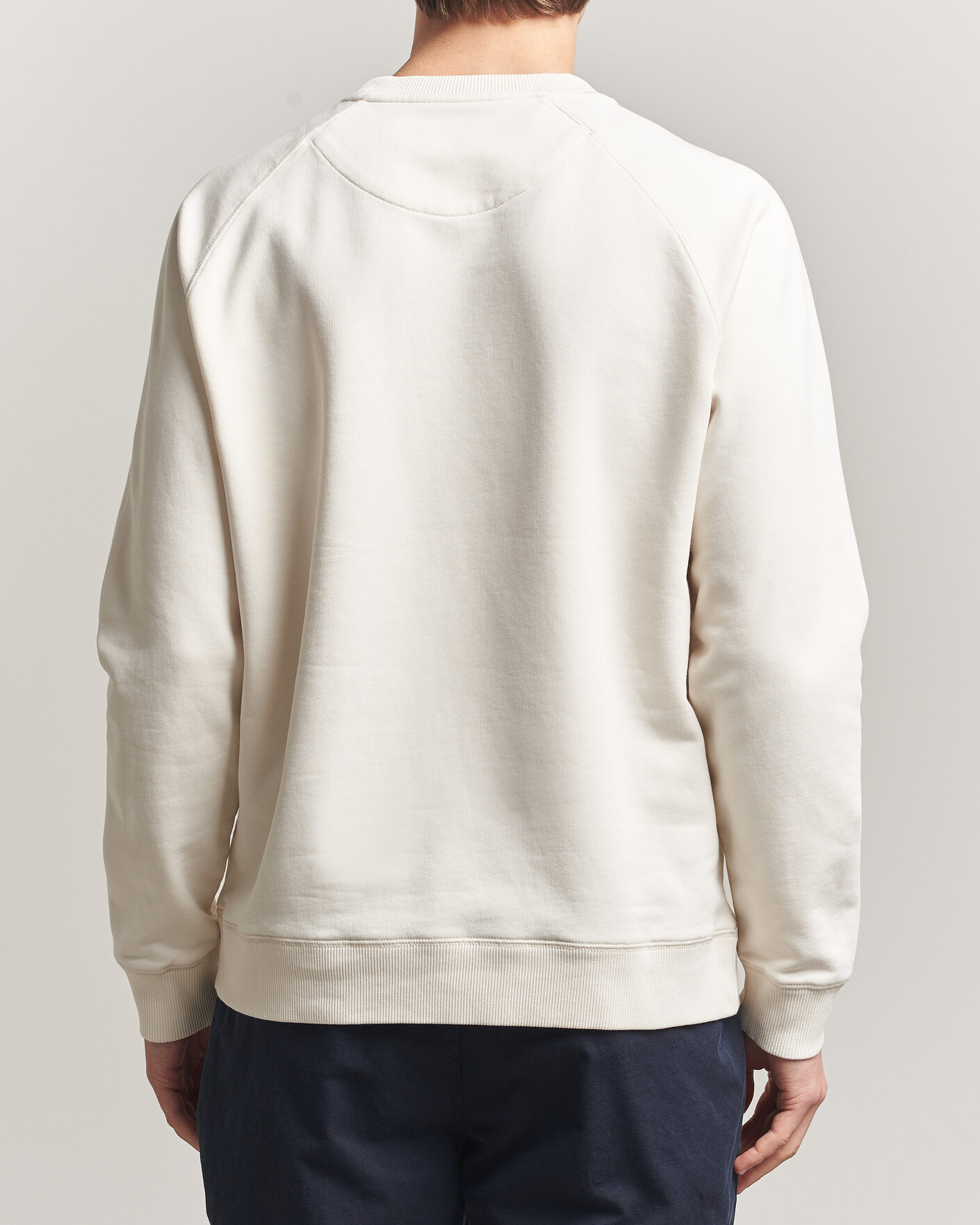 Men | Sweaters & Knitwear | Stenströms | Raglan Crew Logo Sweater White
