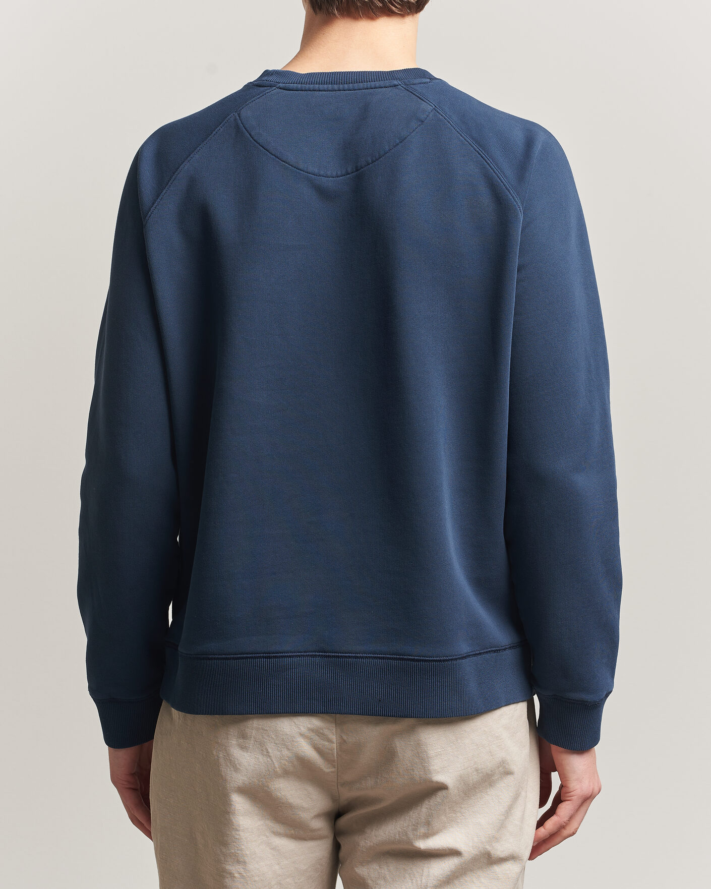 Men | Sweaters & Knitwear | Stenströms | Raglan Crew Logo Sweater Navy