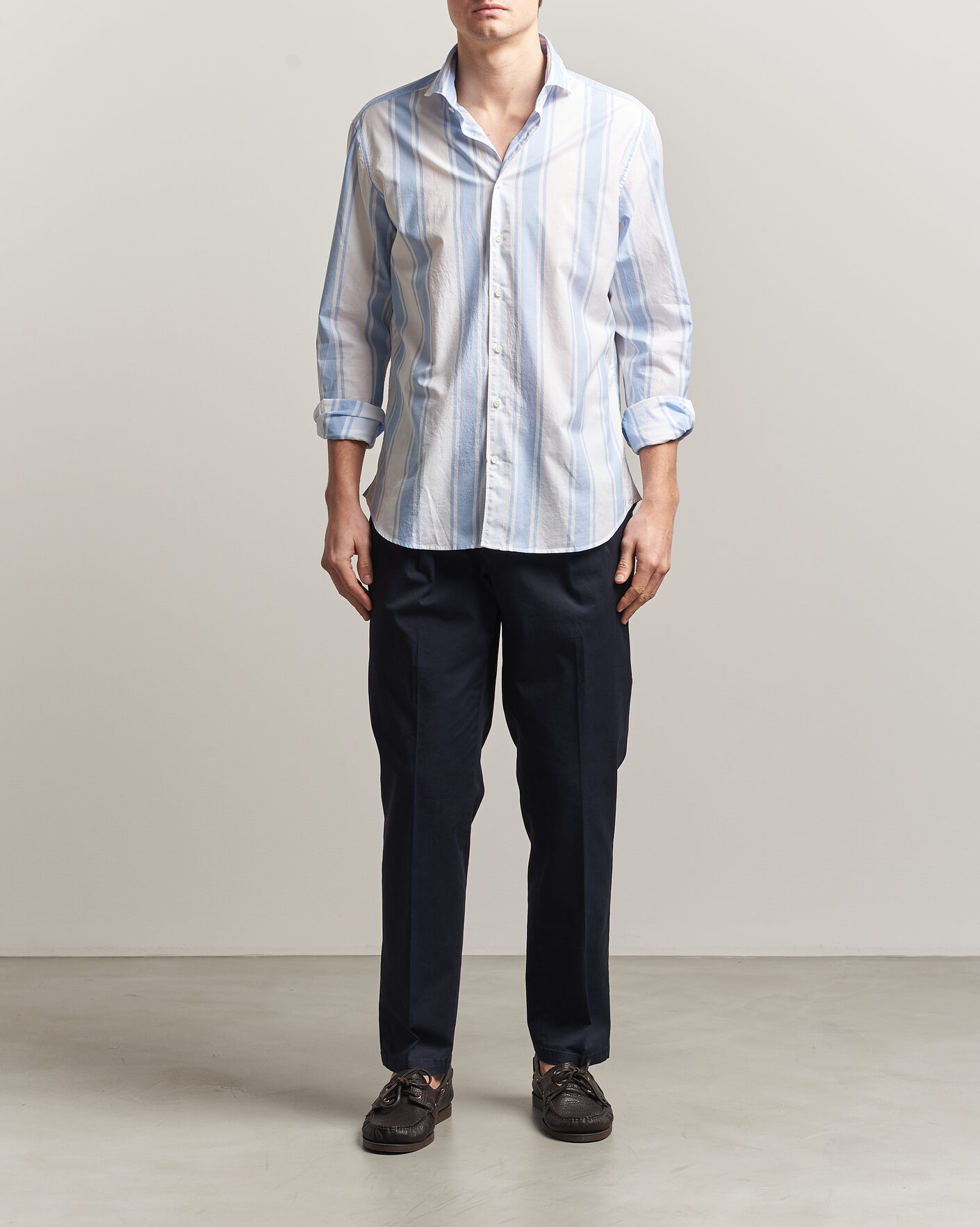 Men | Shirts | Stenströms | Regular Fit Thin Poplin Stripe Shirt Blue